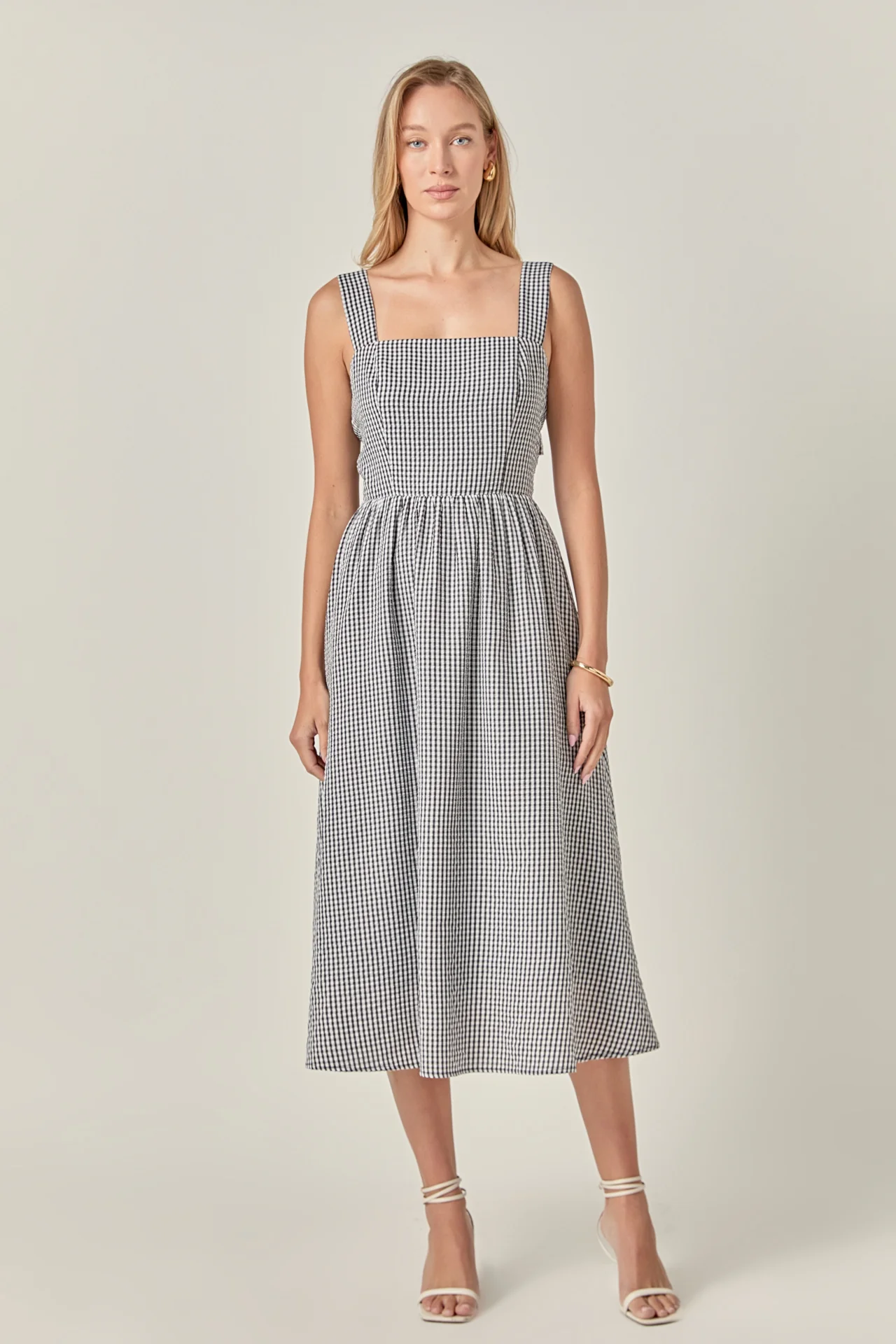 Gingham Check Square Neck Dress - Image 14