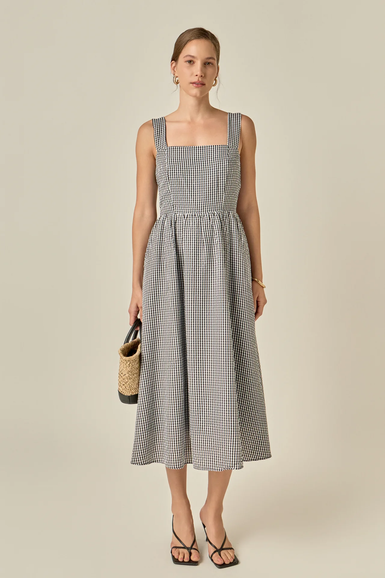 Gingham Check Square Neck Dress - Image 7