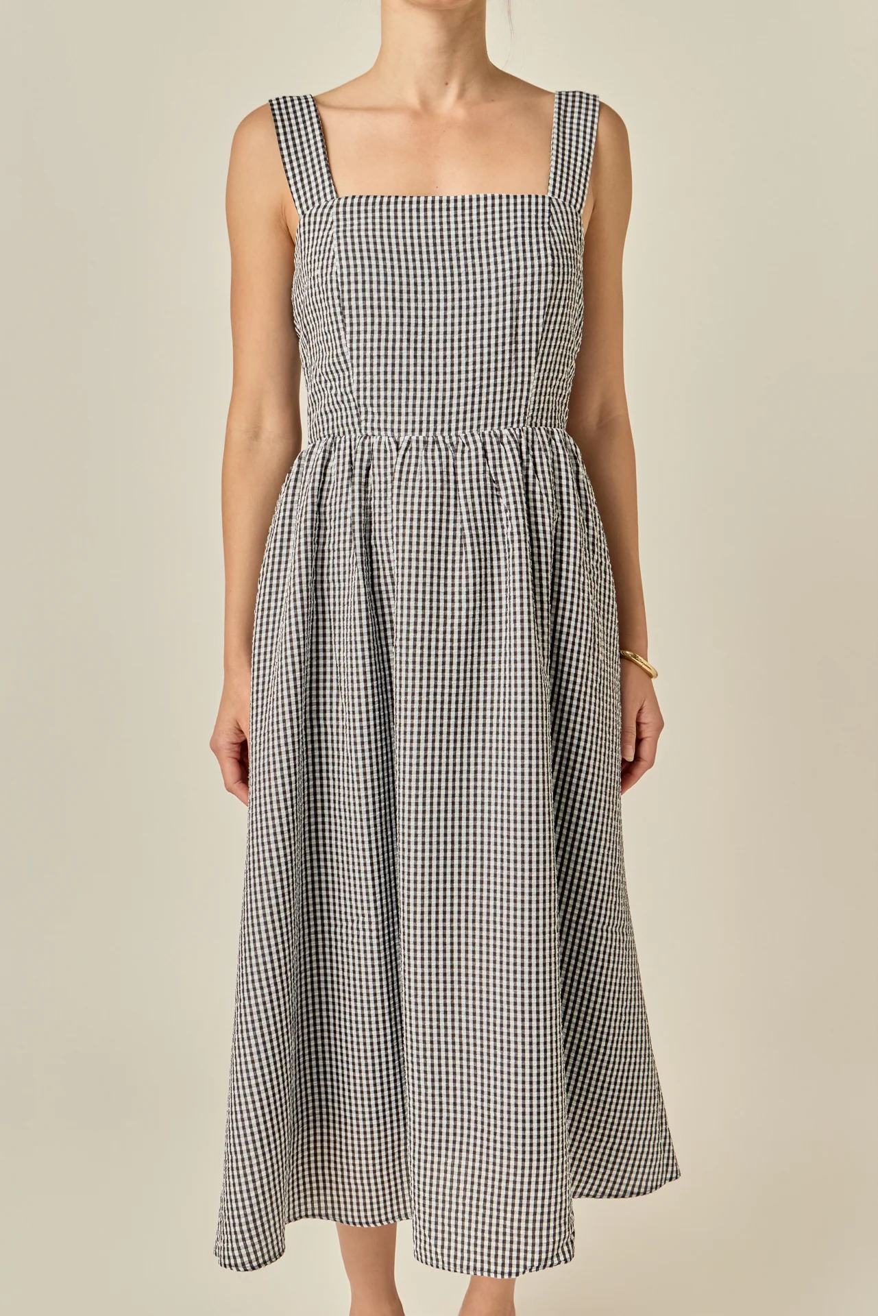 Gingham Check Square Neck Dress - Image 8