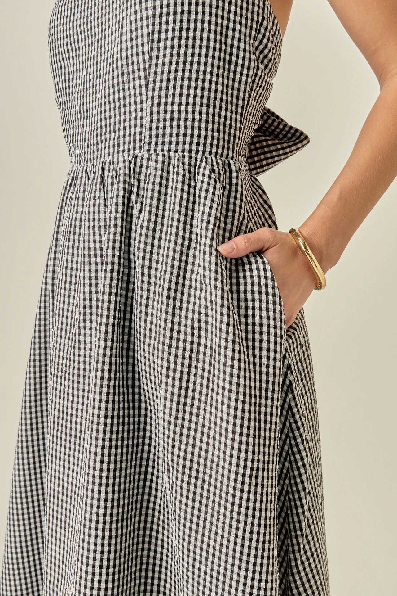 Gingham Check Square Neck Dress - Image 9
