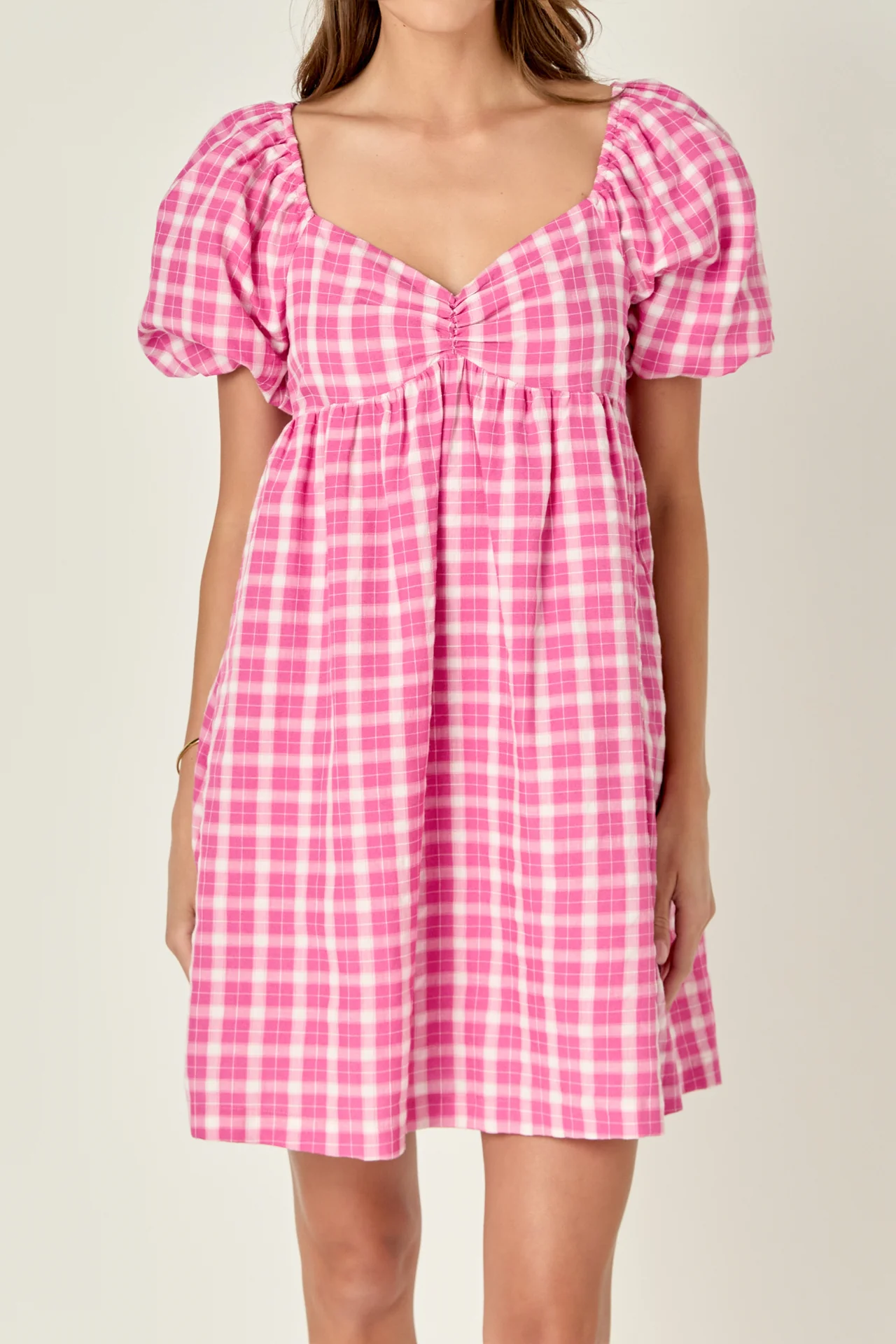 Gingham Linen Sweetheart Baby Doll Dress - Image 2