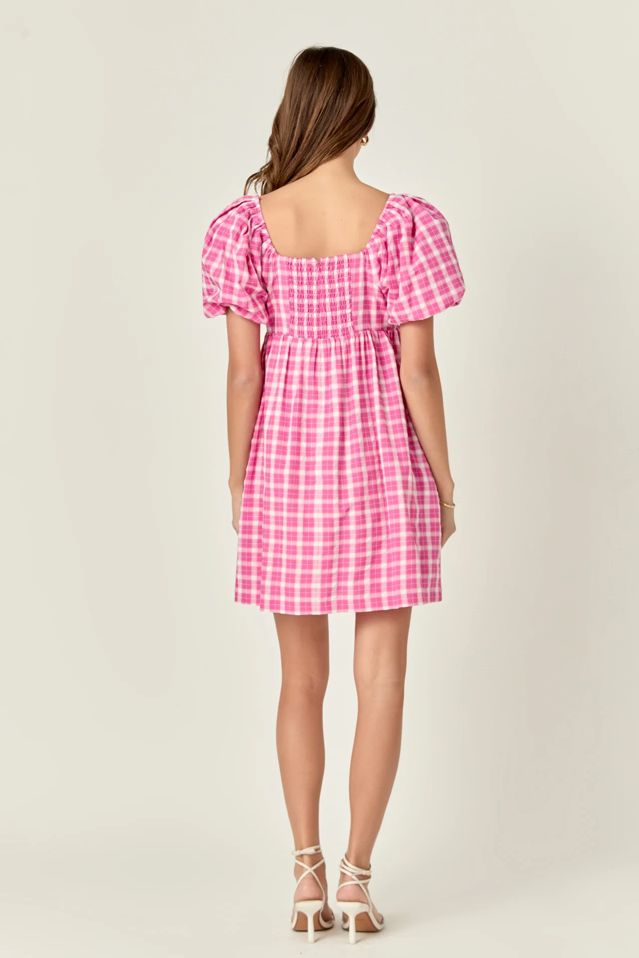 Gingham Linen Sweetheart Baby Doll Dress - Image 4