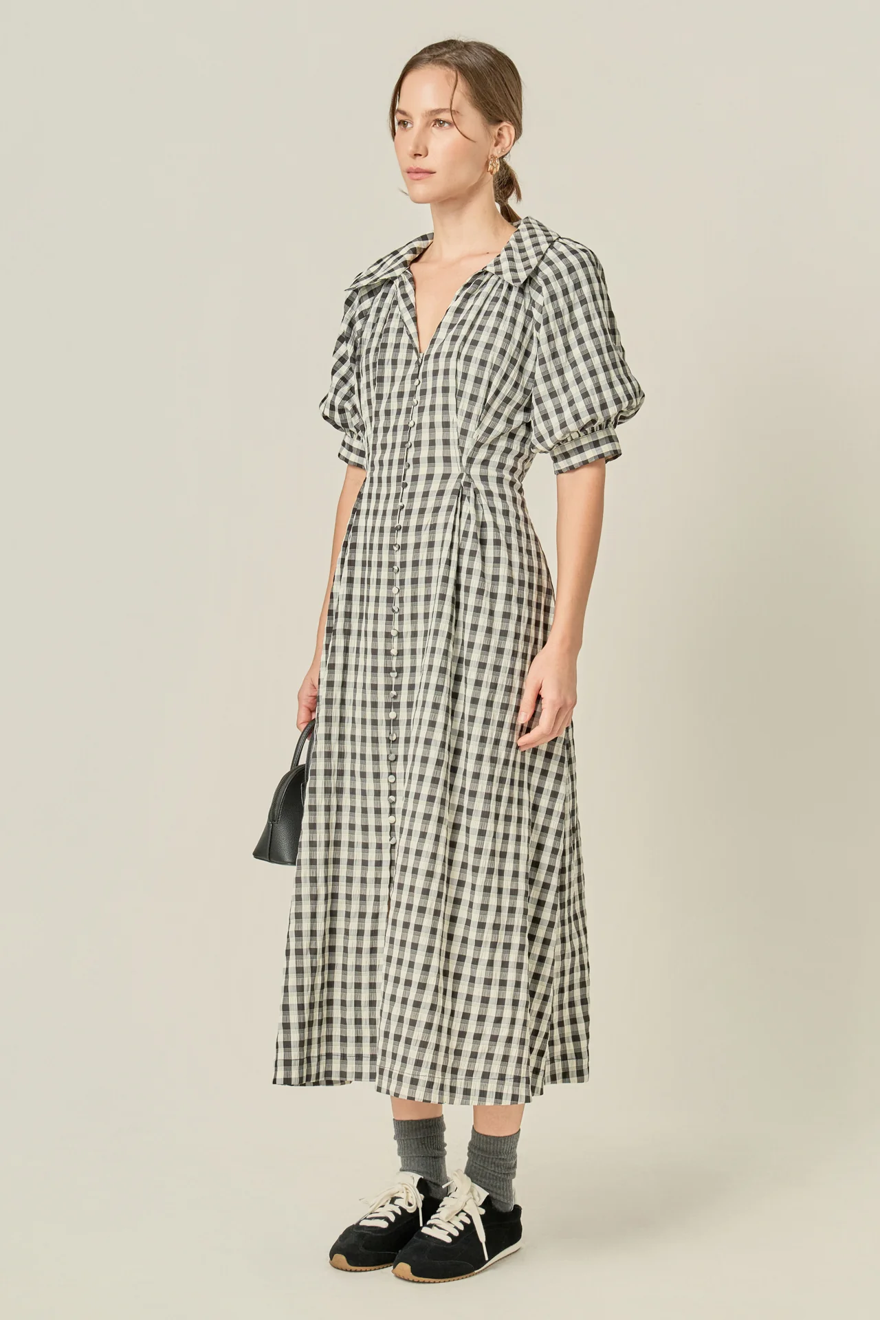 Gingham Puff Sleeve Dress - Image 11
