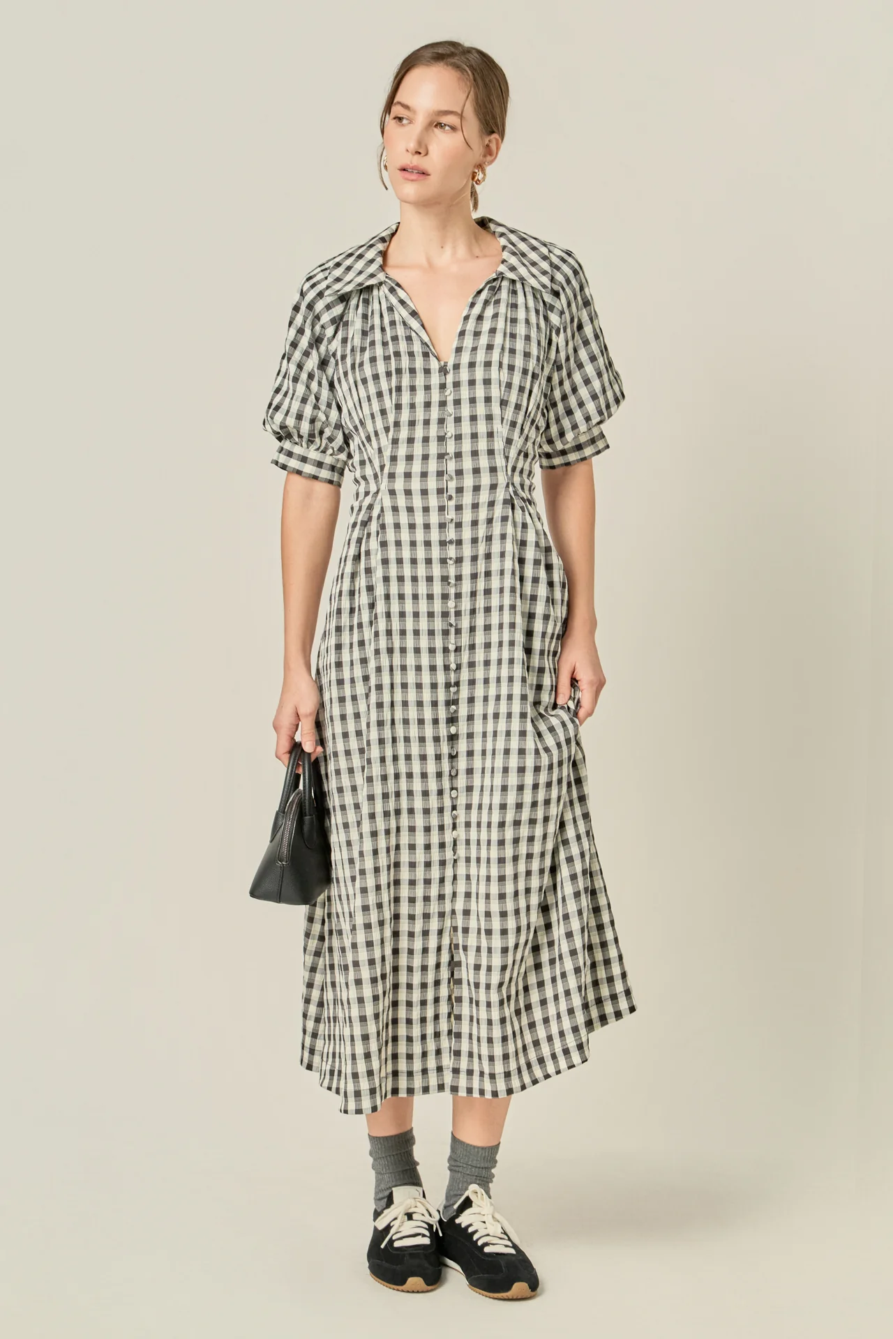 Gingham Puff Sleeve Dress - Image 12