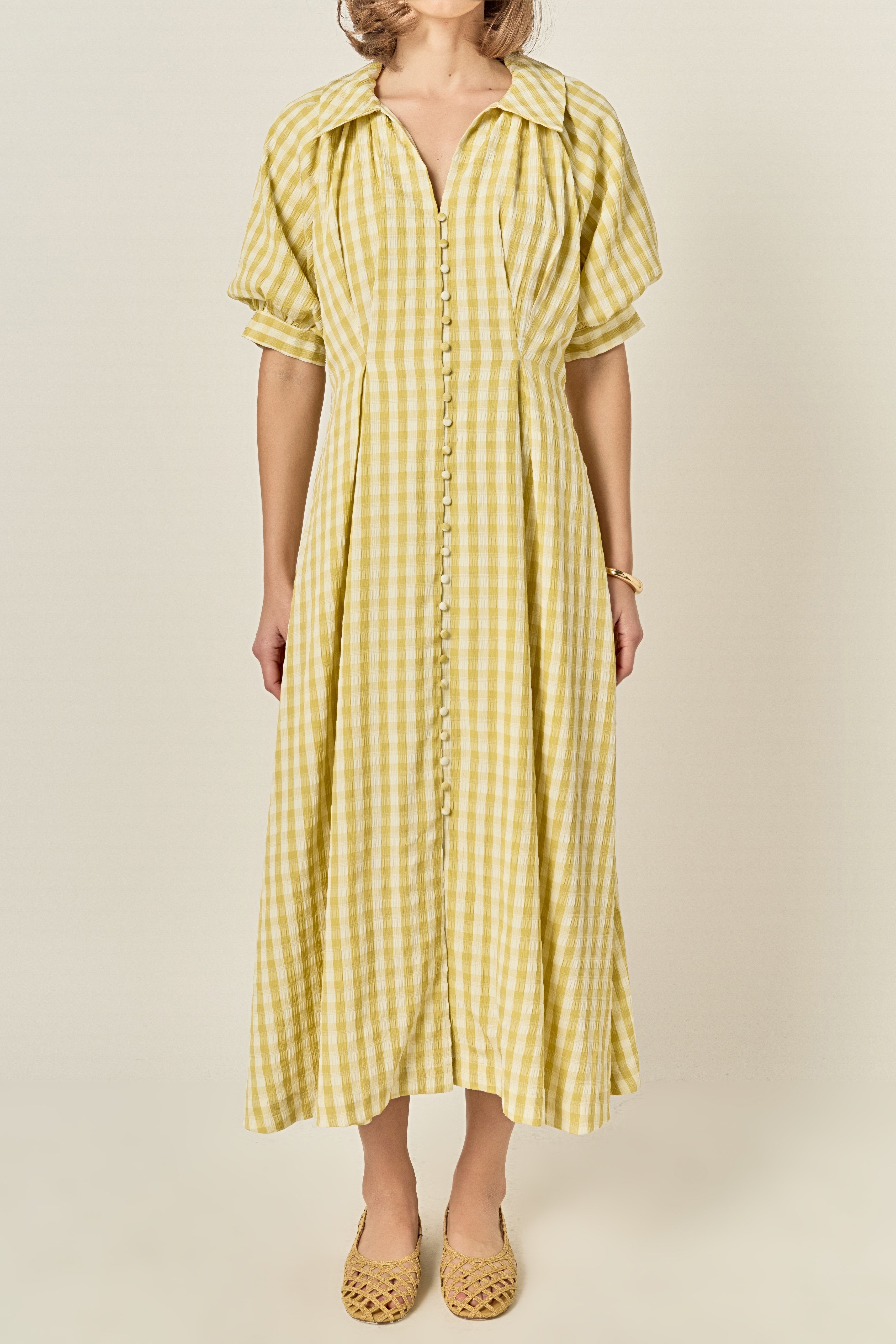 Gingham Puff Sleeve Dress - Image 2