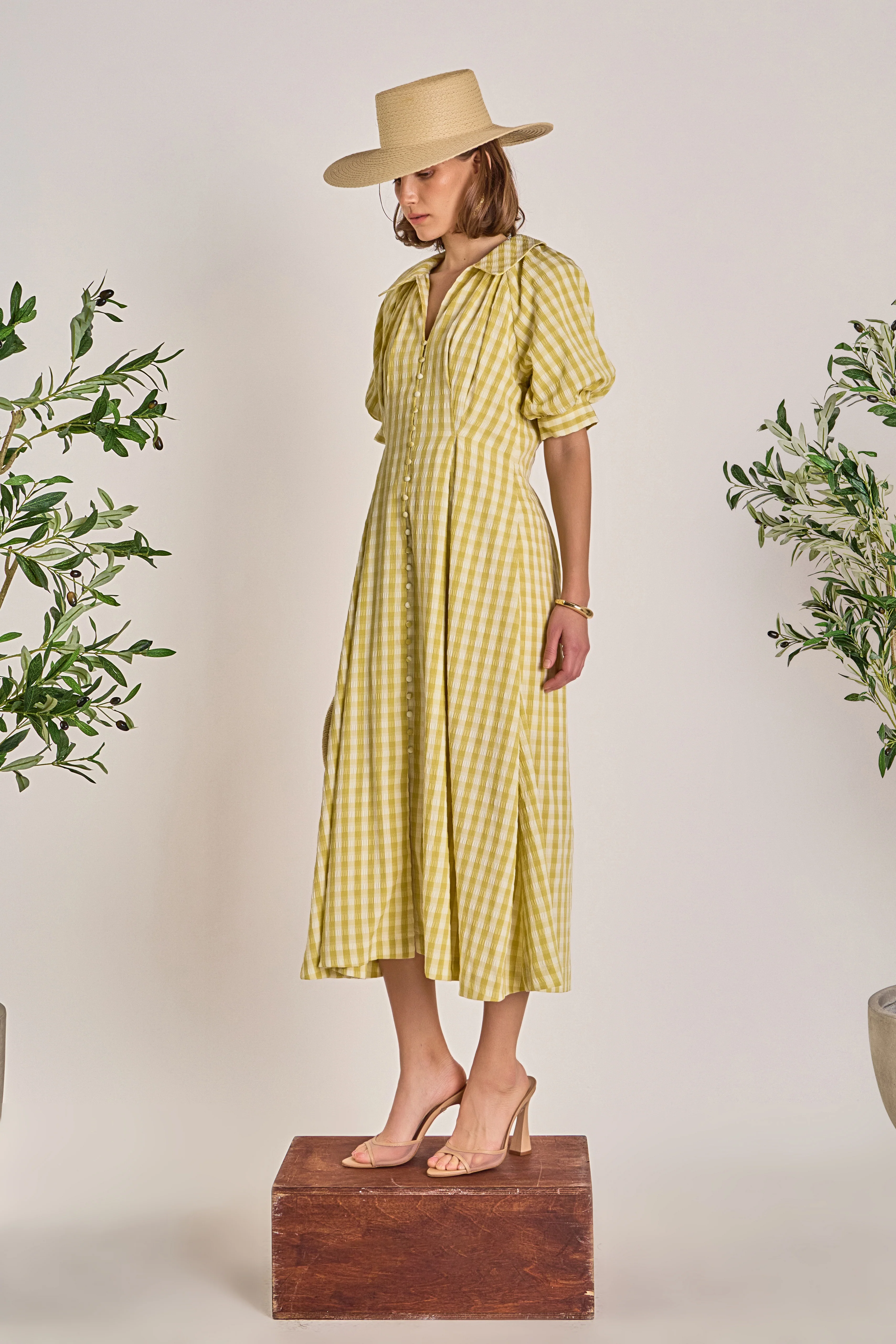 Gingham Puff Sleeve Dress - Image 3