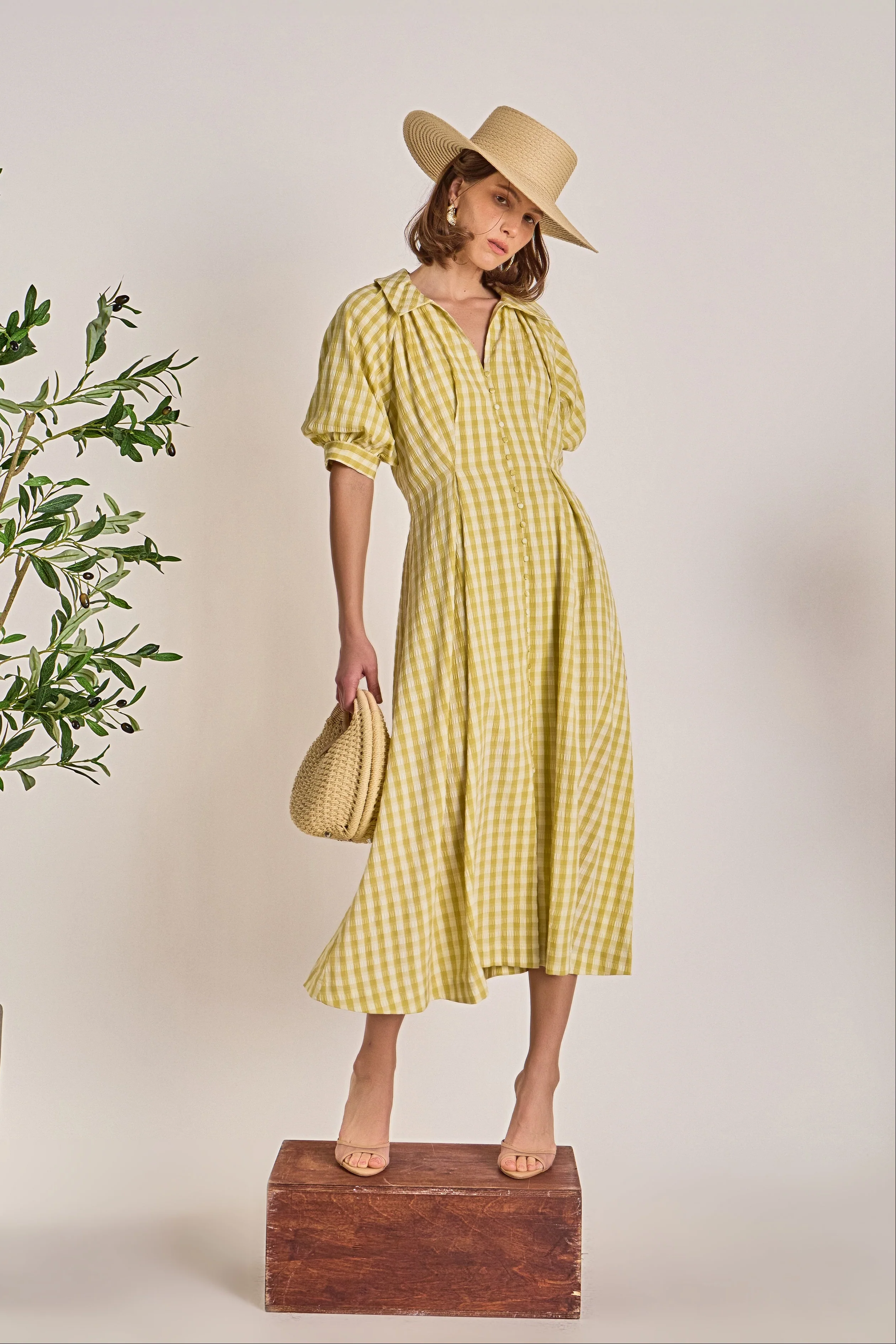 Gingham Puff Sleeve Dress - Image 5