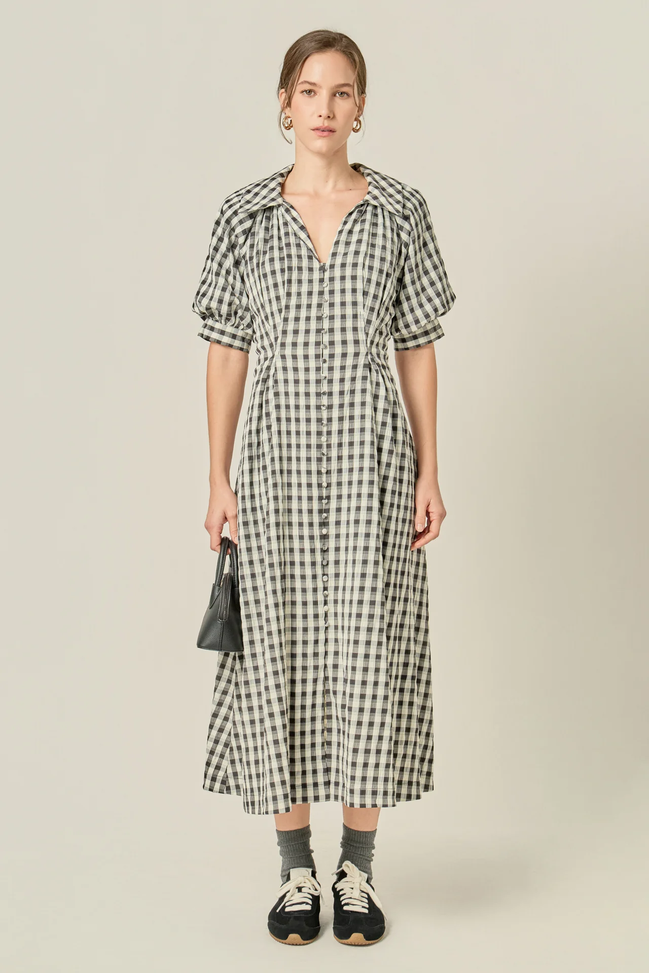 Gingham Puff Sleeve Dress - Image 8