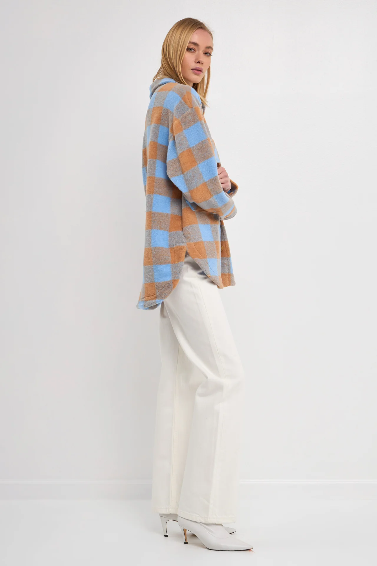 Gingham Shacket with Front Double Pockets - Image 3