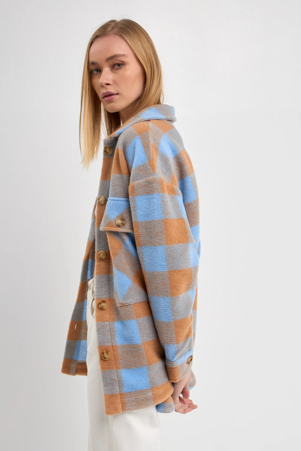Gingham Shacket with Front Double Pockets - Image 5