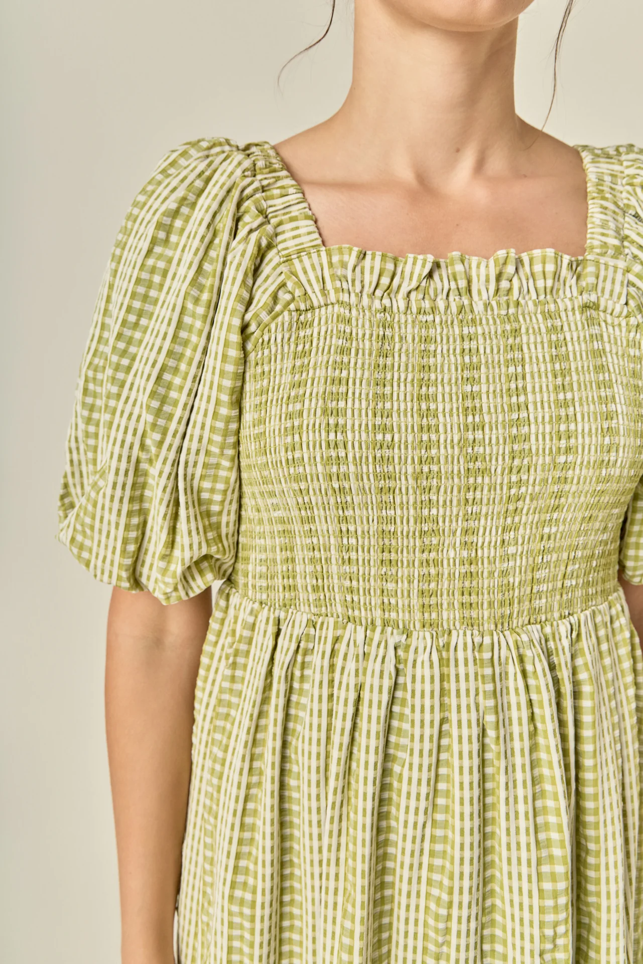Gingham Striped Multi Tiered Maxi Dress - Image 3