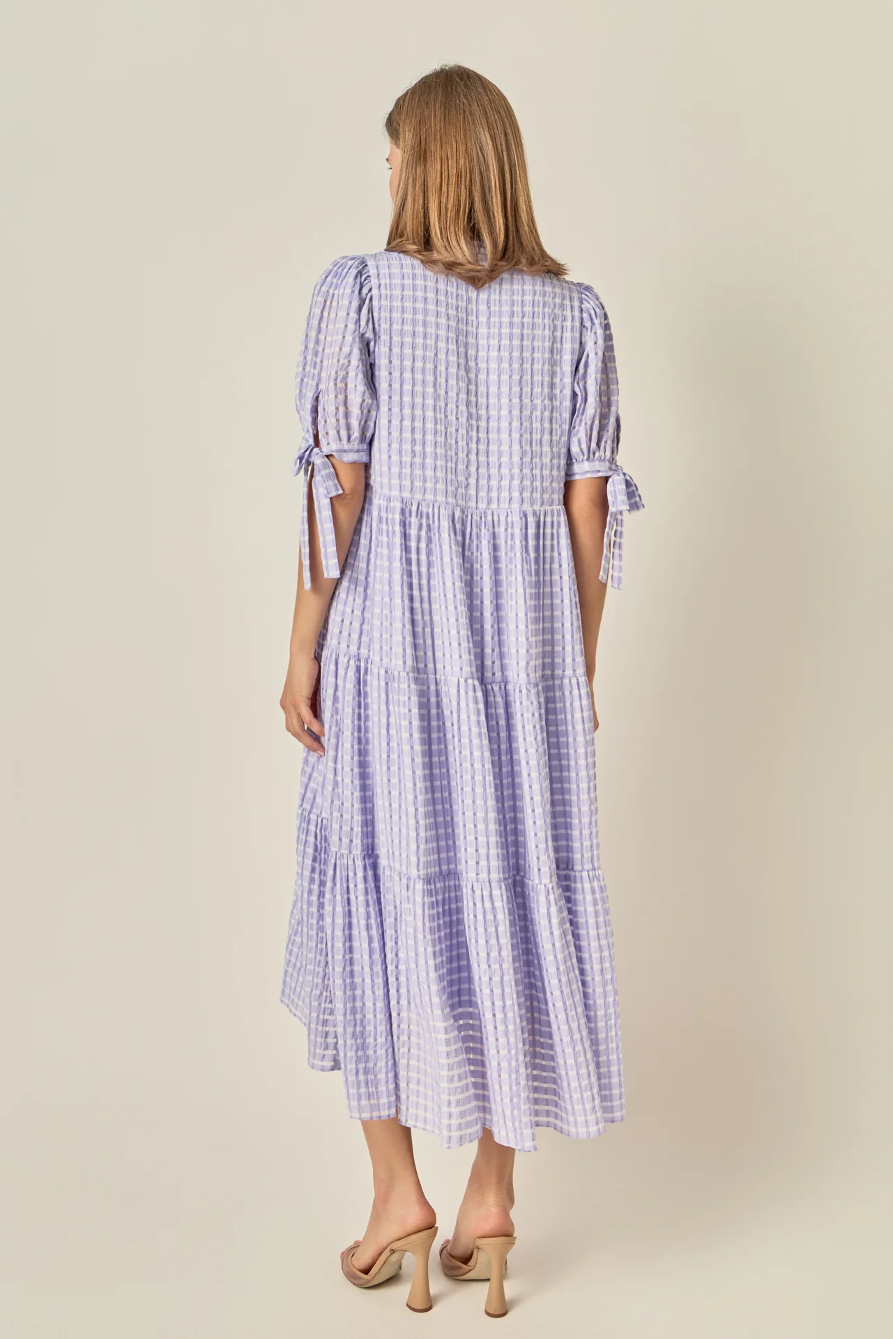 Gingham Tiered Midi Dress - Image 12