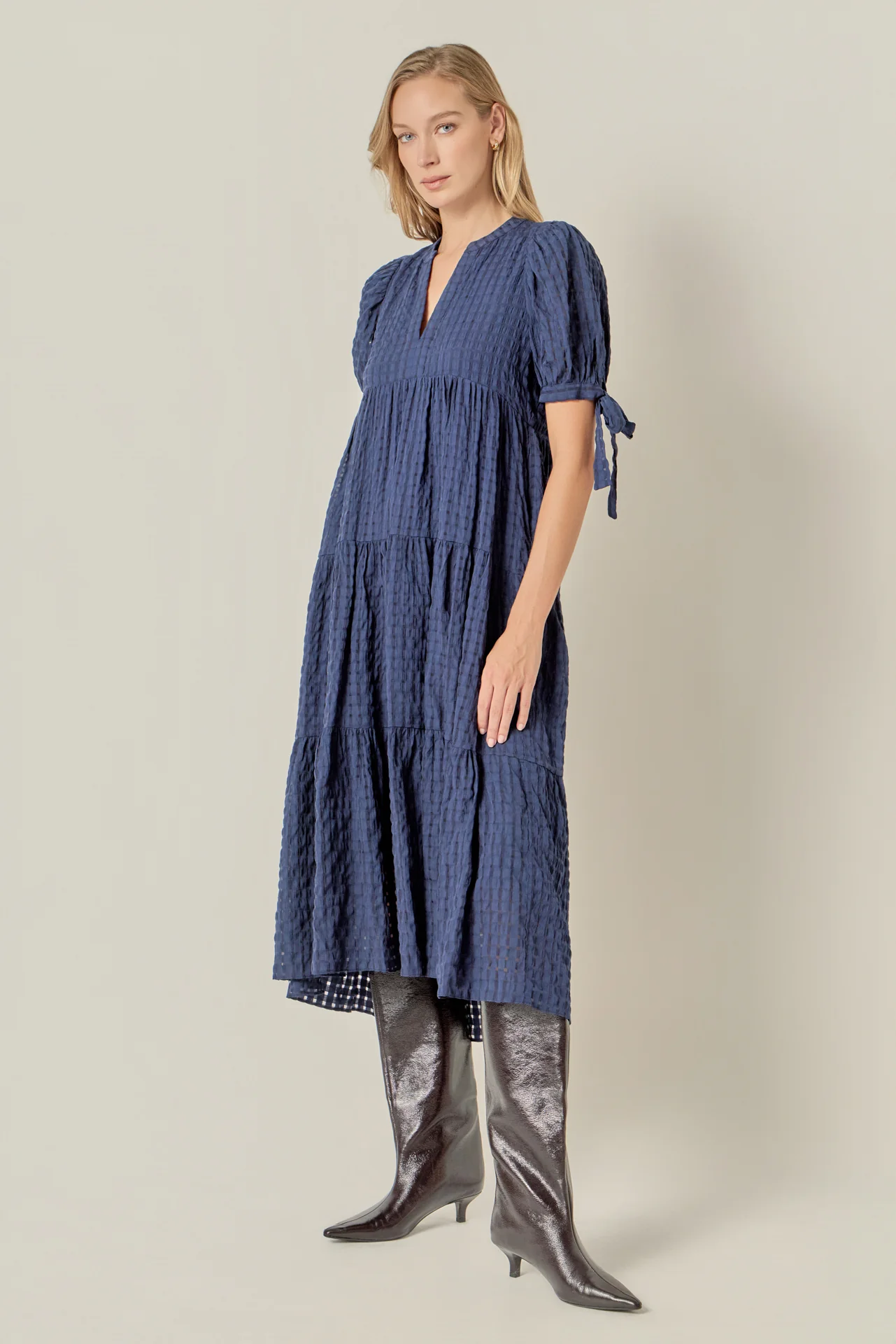 Gingham Tiered Midi Dress - Image 17
