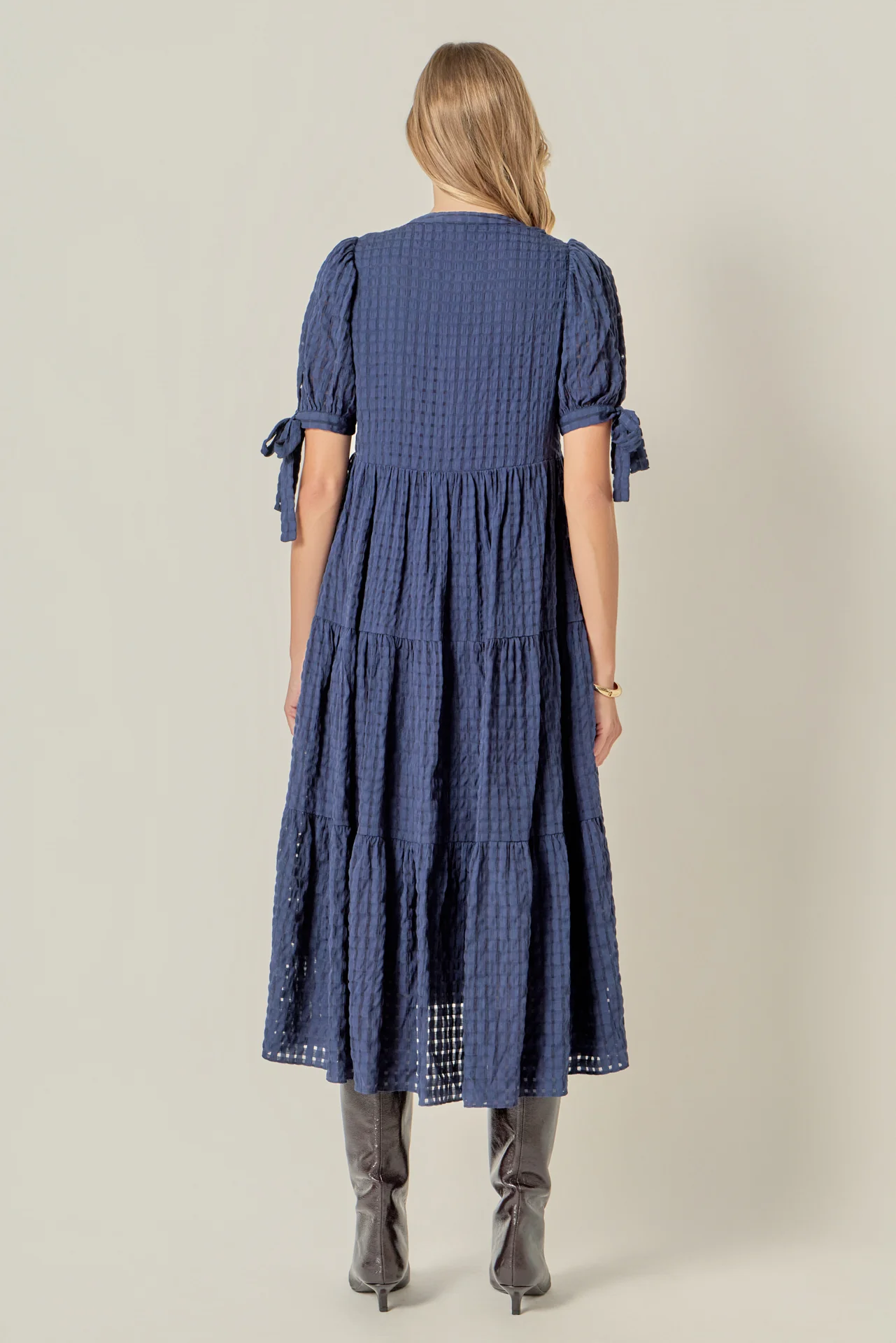 Gingham Tiered Midi Dress - Image 18