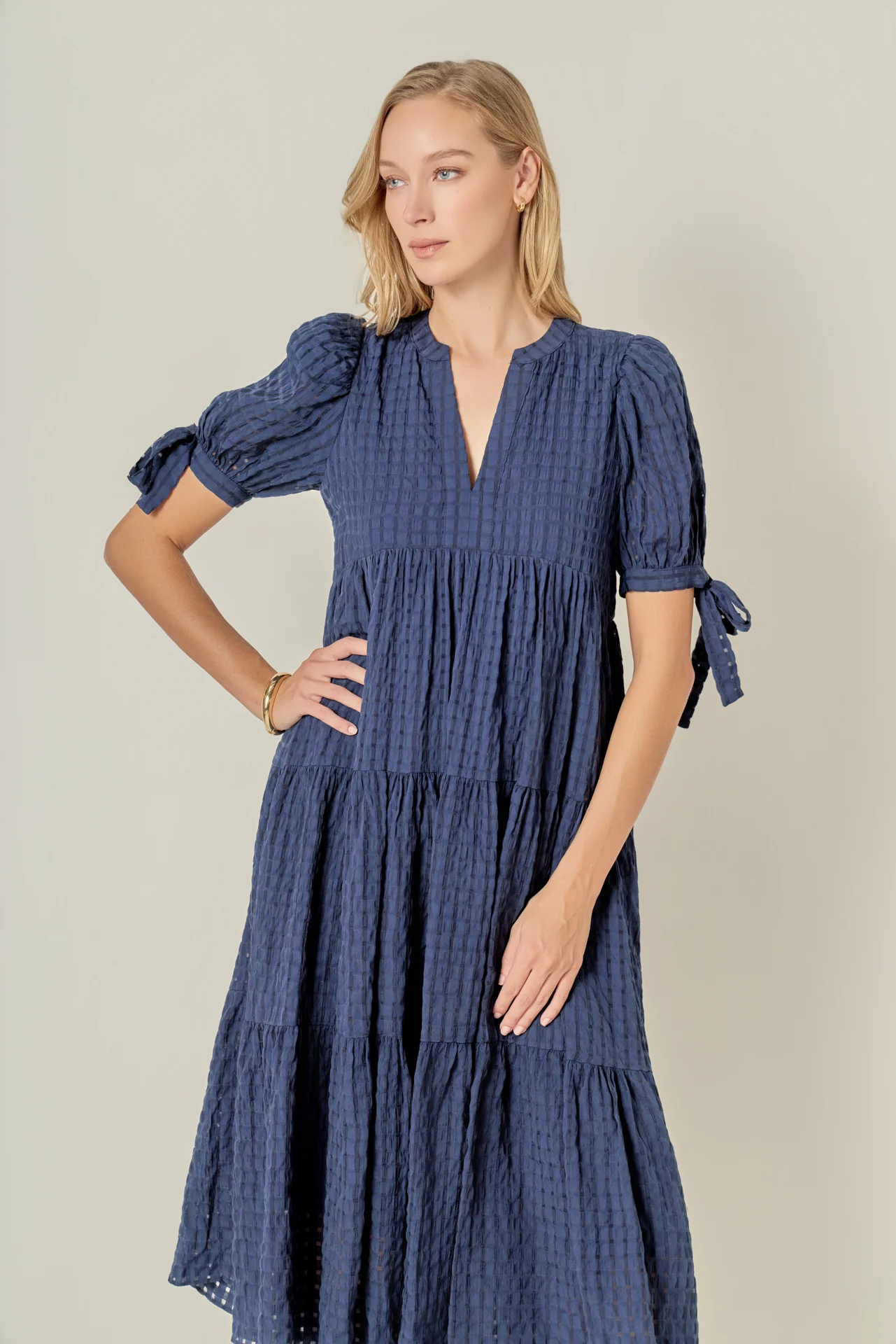 Gingham Tiered Midi Dress - Image 19