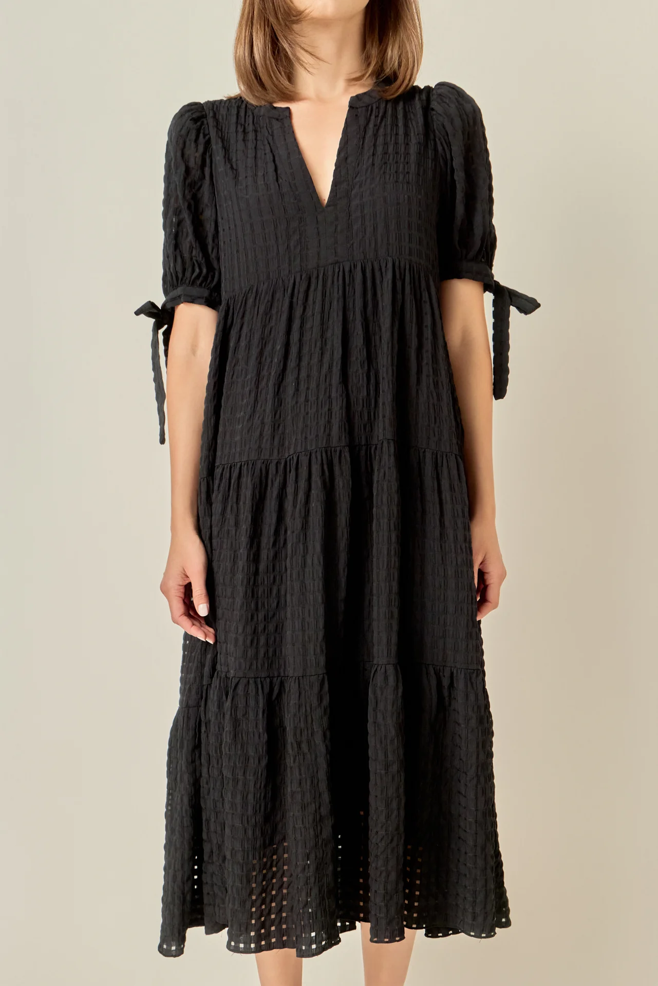 Gingham Tiered Midi Dress - Image 2