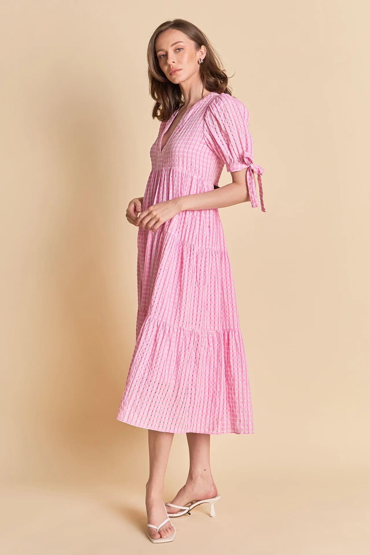 Gingham Tiered Midi Dress - Image 22