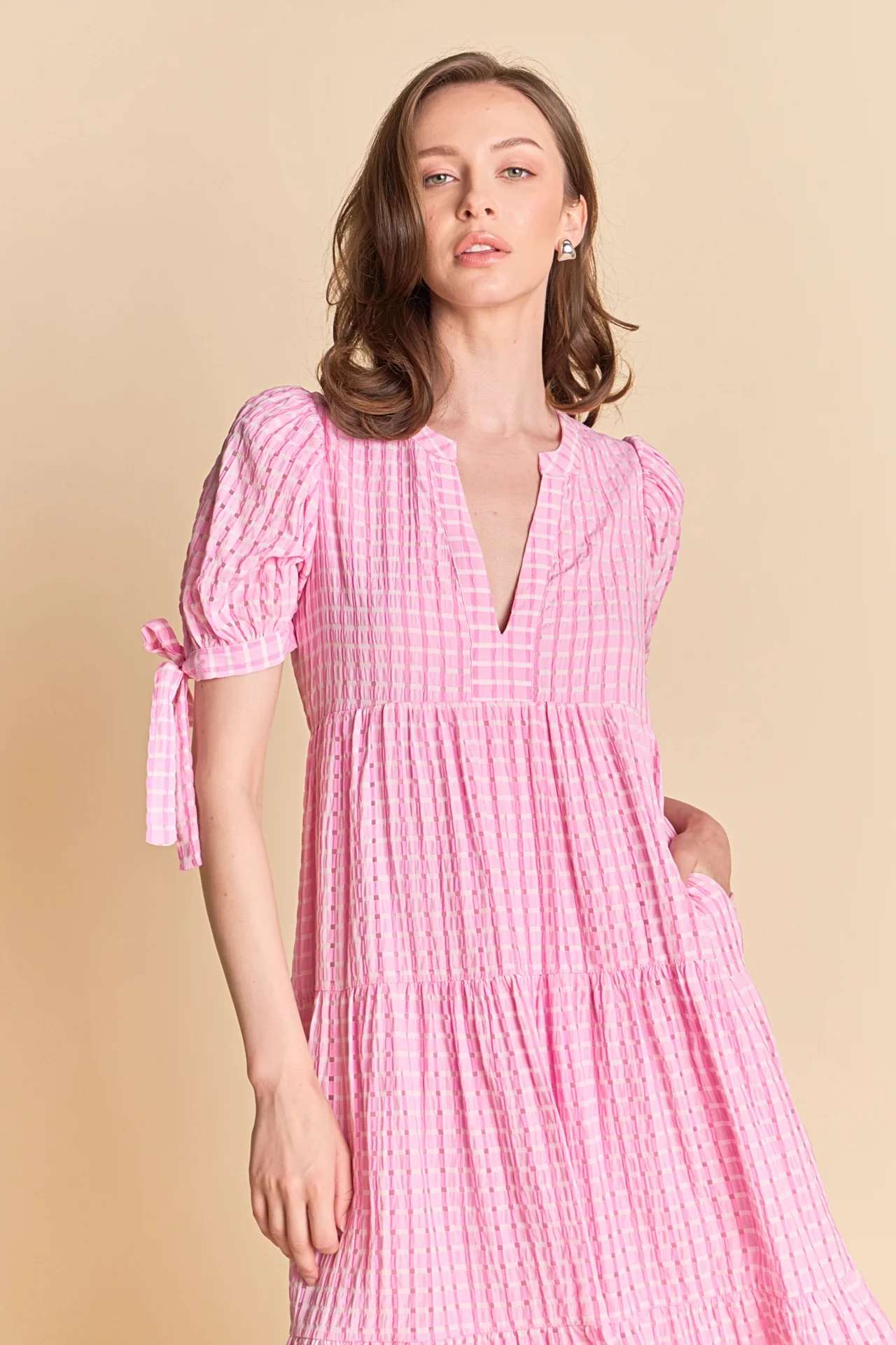 Gingham Tiered Midi Dress - Image 24