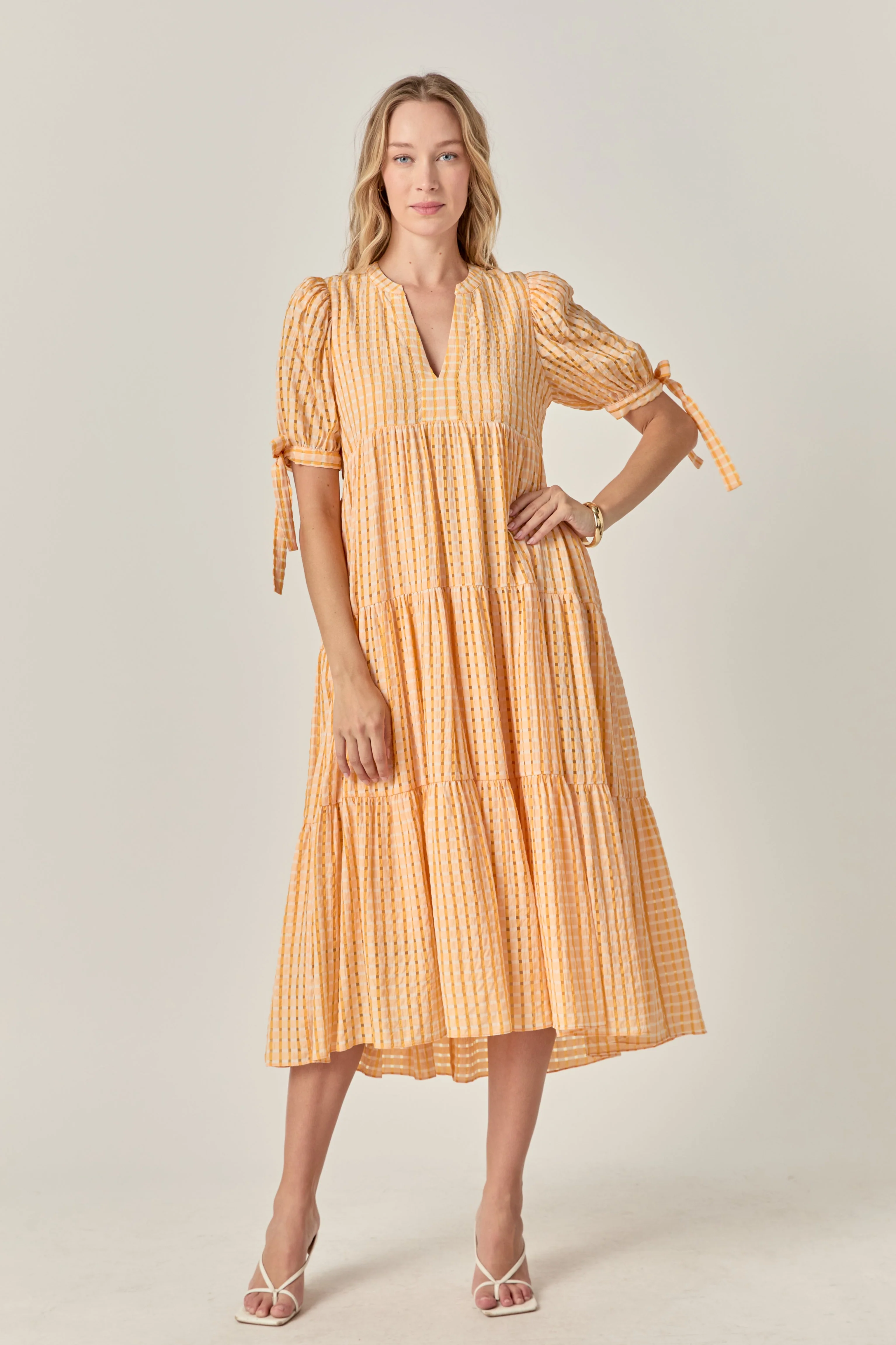 Gingham Tiered Midi Dress - Image 25