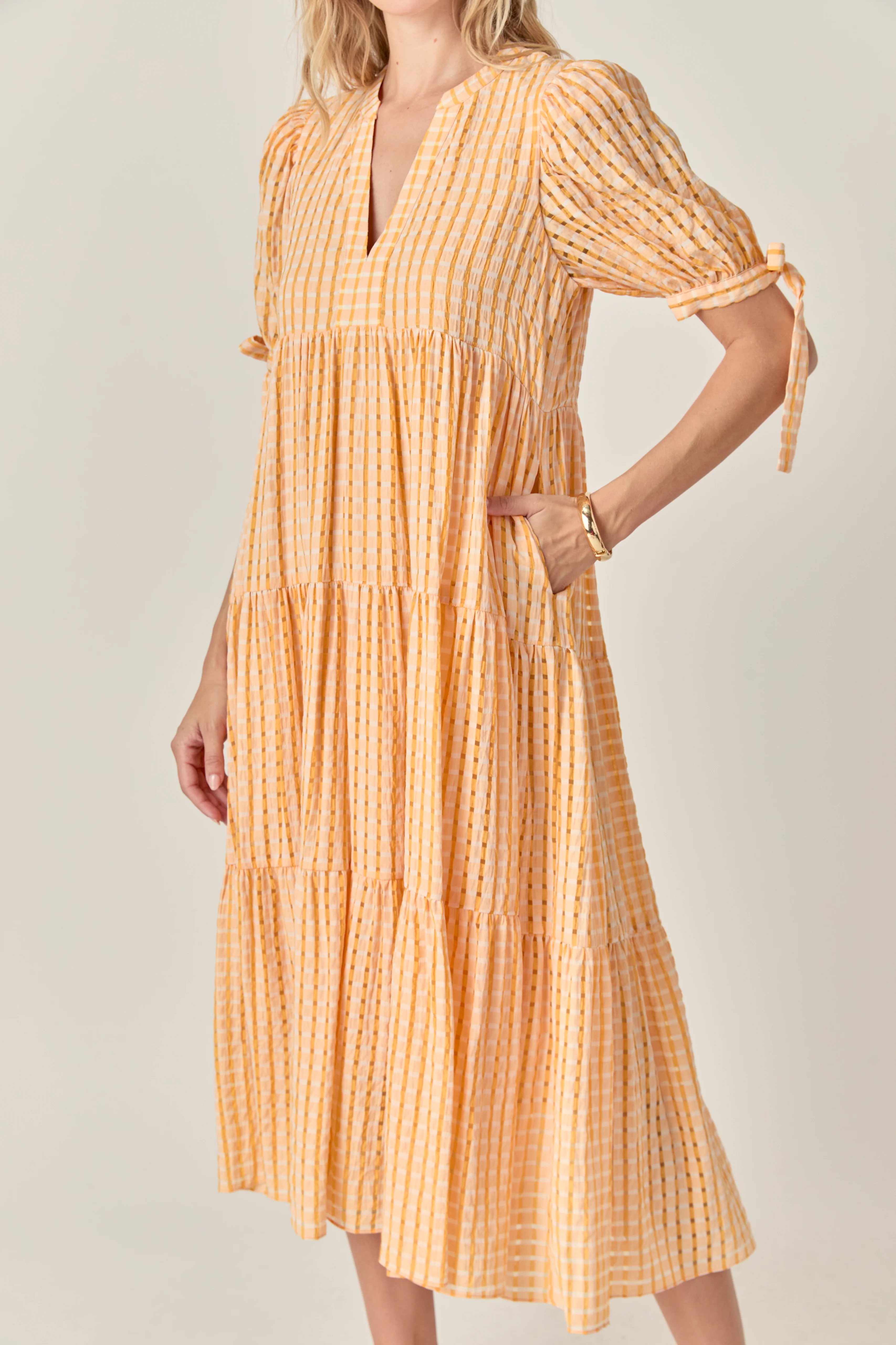 Gingham Tiered Midi Dress - Image 26