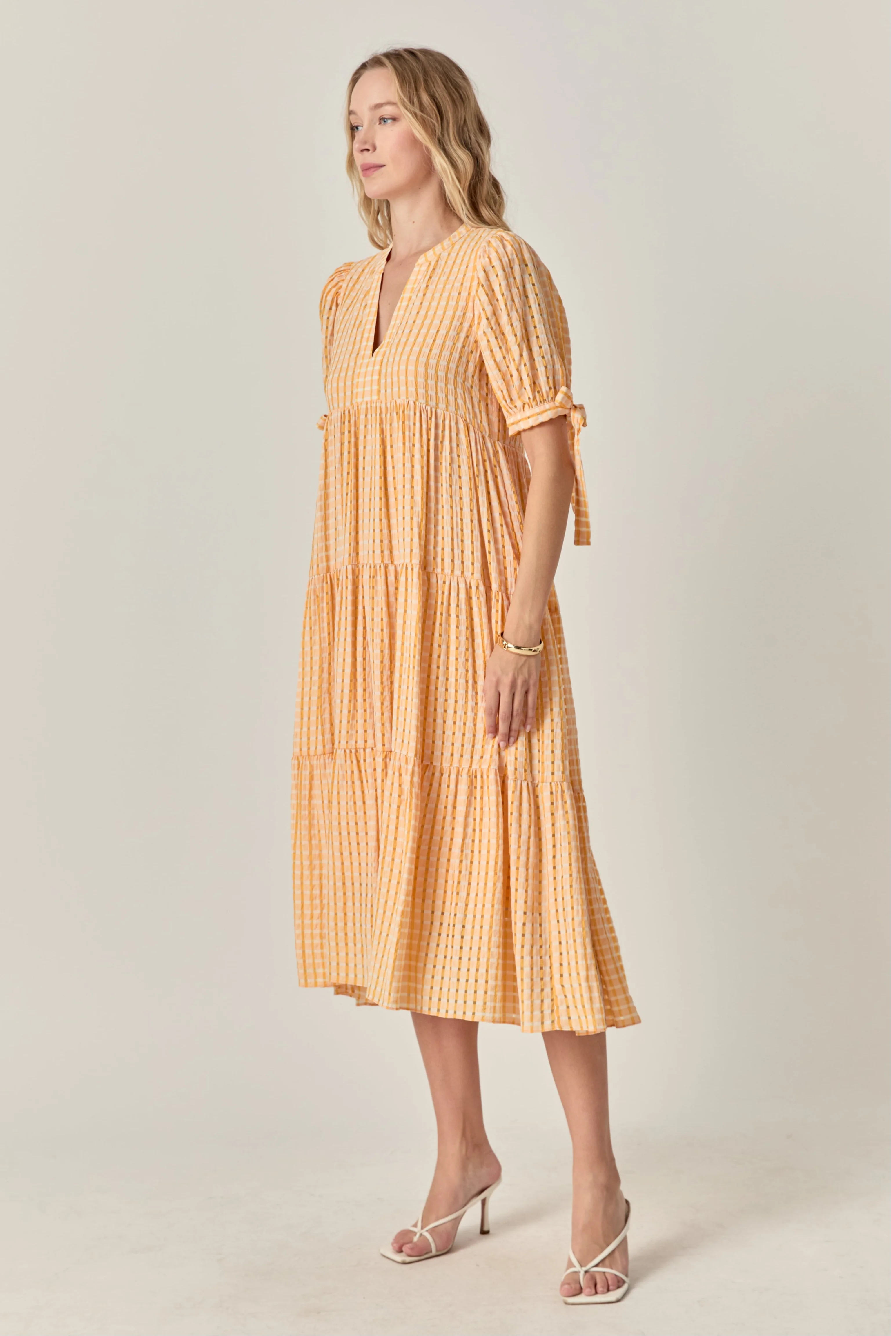 Gingham Tiered Midi Dress - Image 27
