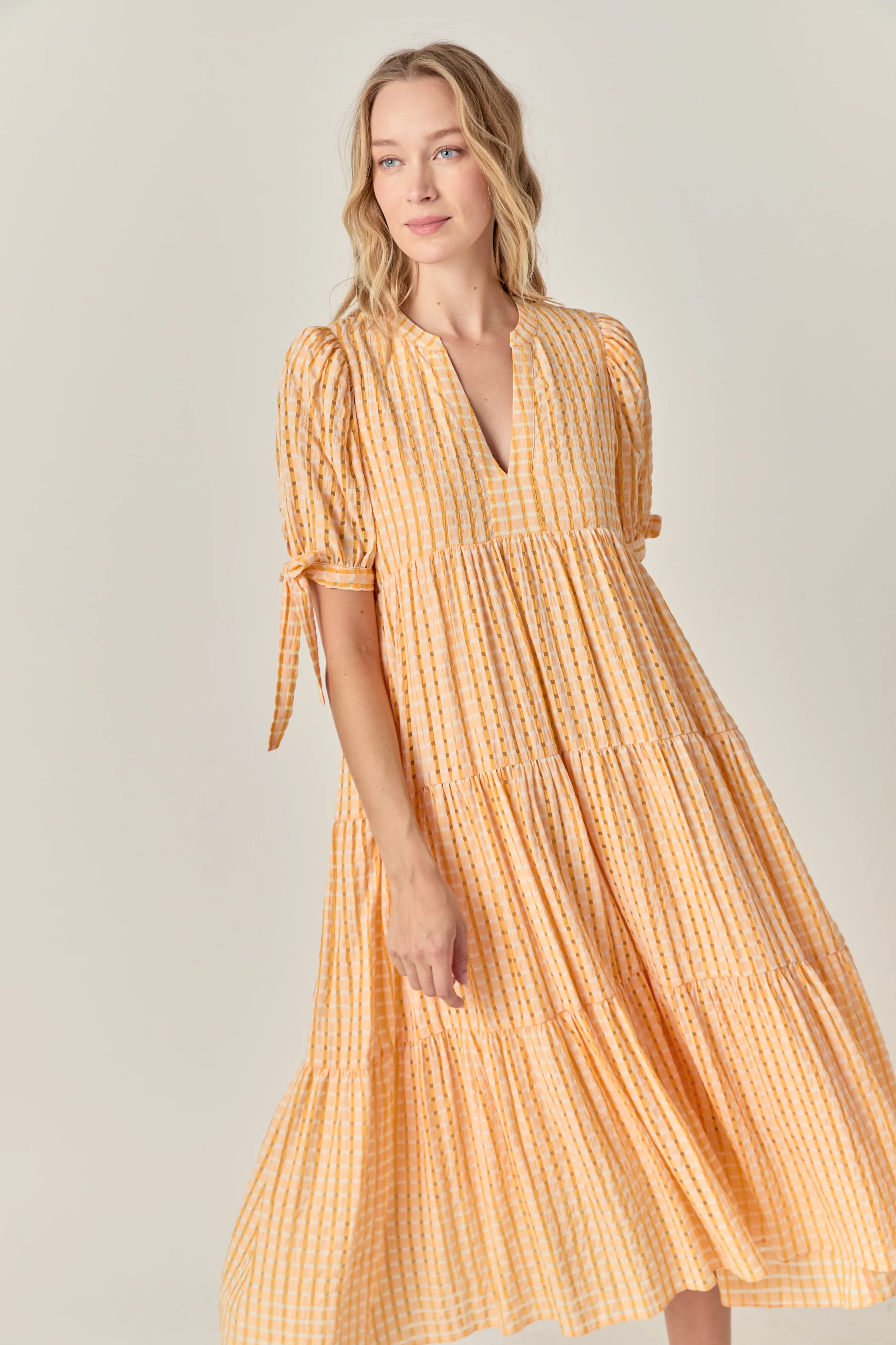Gingham Tiered Midi Dress - Image 29