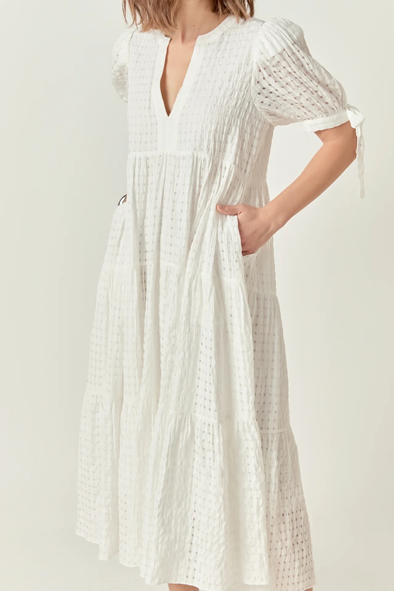 Gingham Tiered Midi Dress - Image 31