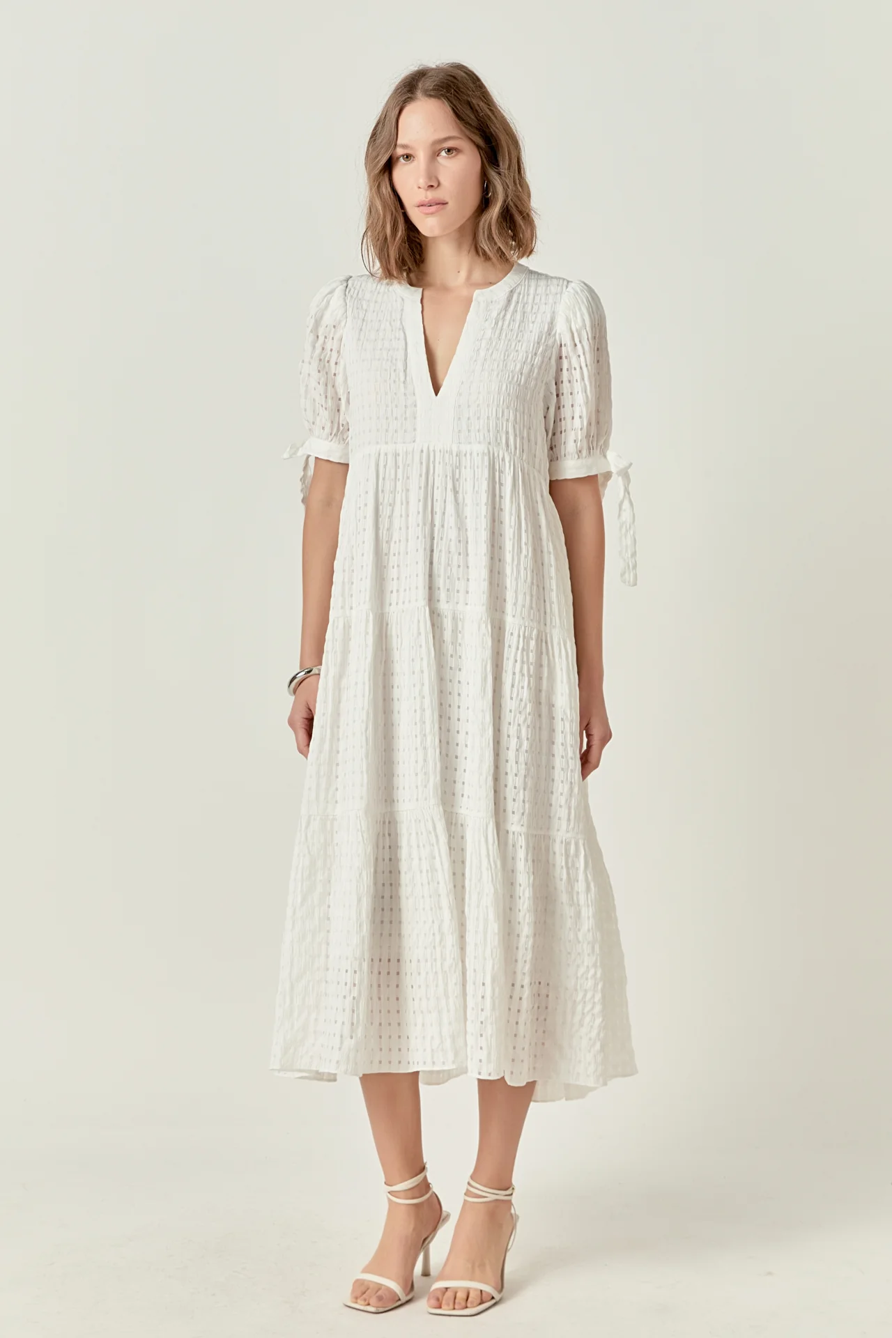 Gingham Tiered Midi Dress - Image 32