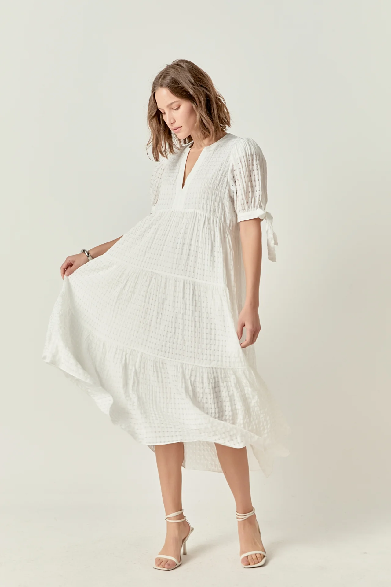 Gingham Tiered Midi Dress - Image 34
