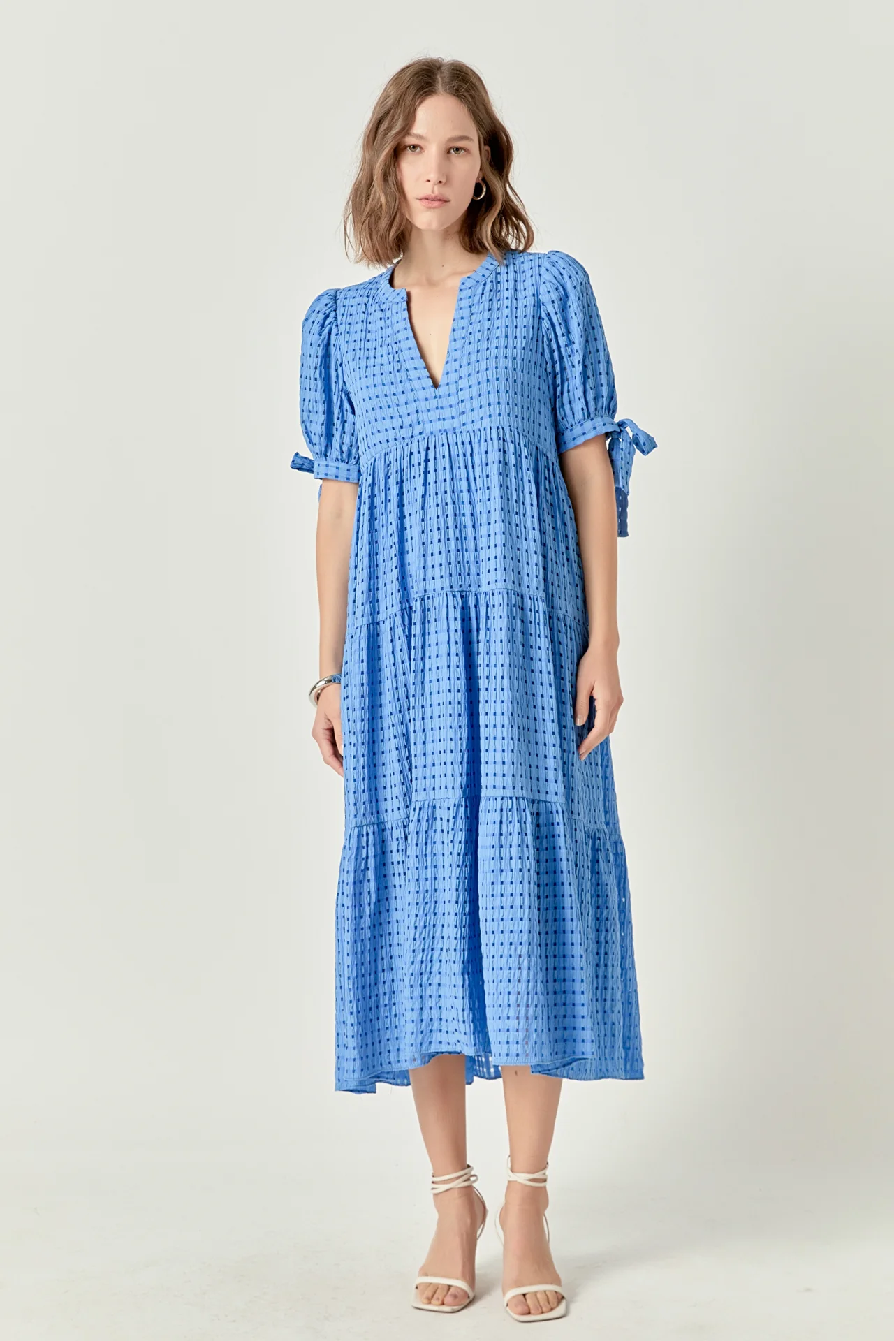 Gingham Tiered Midi Dress - Image 35