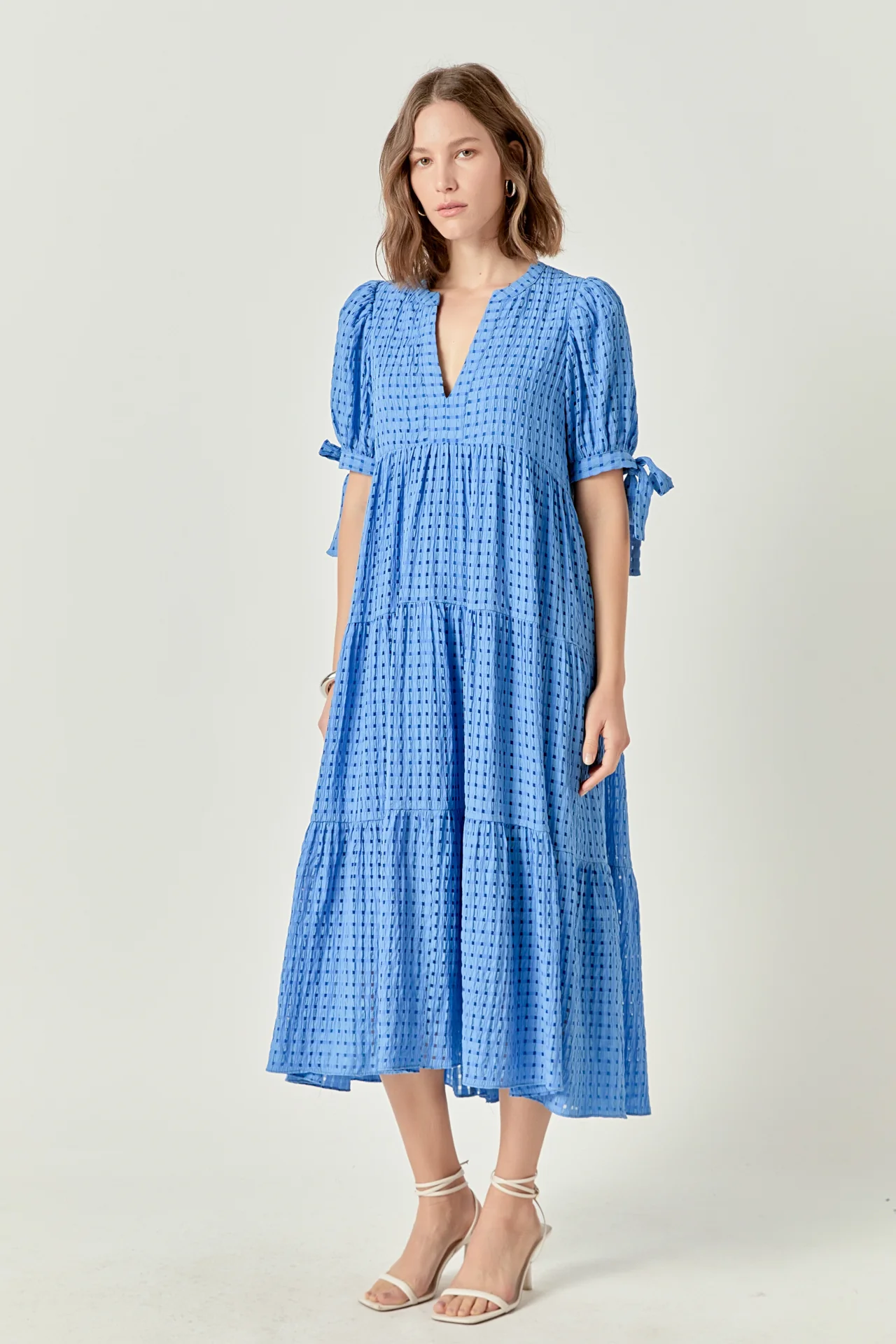 Gingham Tiered Midi Dress - Image 37