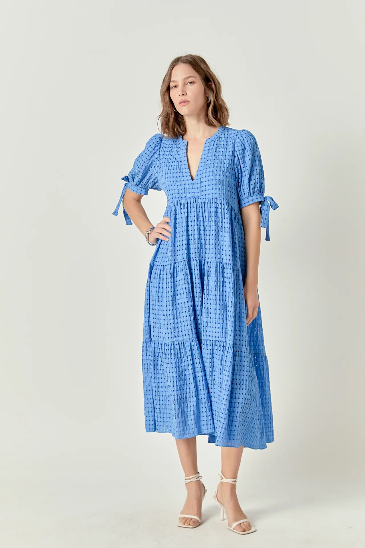 Gingham Tiered Midi Dress - Image 39