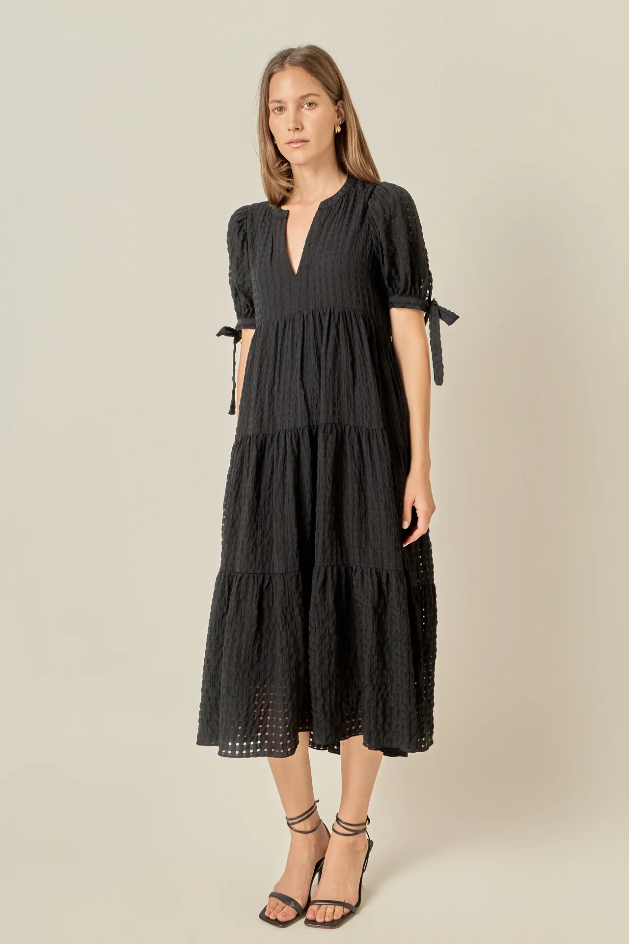 Gingham Tiered Midi Dress - Image 4