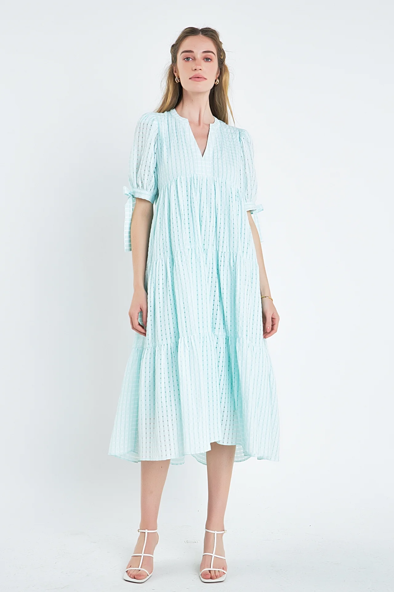 Gingham Tiered Midi Dress - Image 40