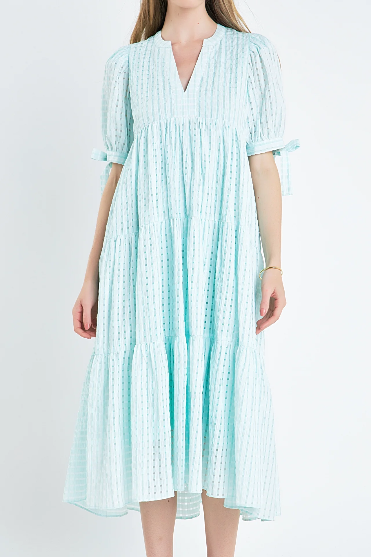 Gingham Tiered Midi Dress - Image 41