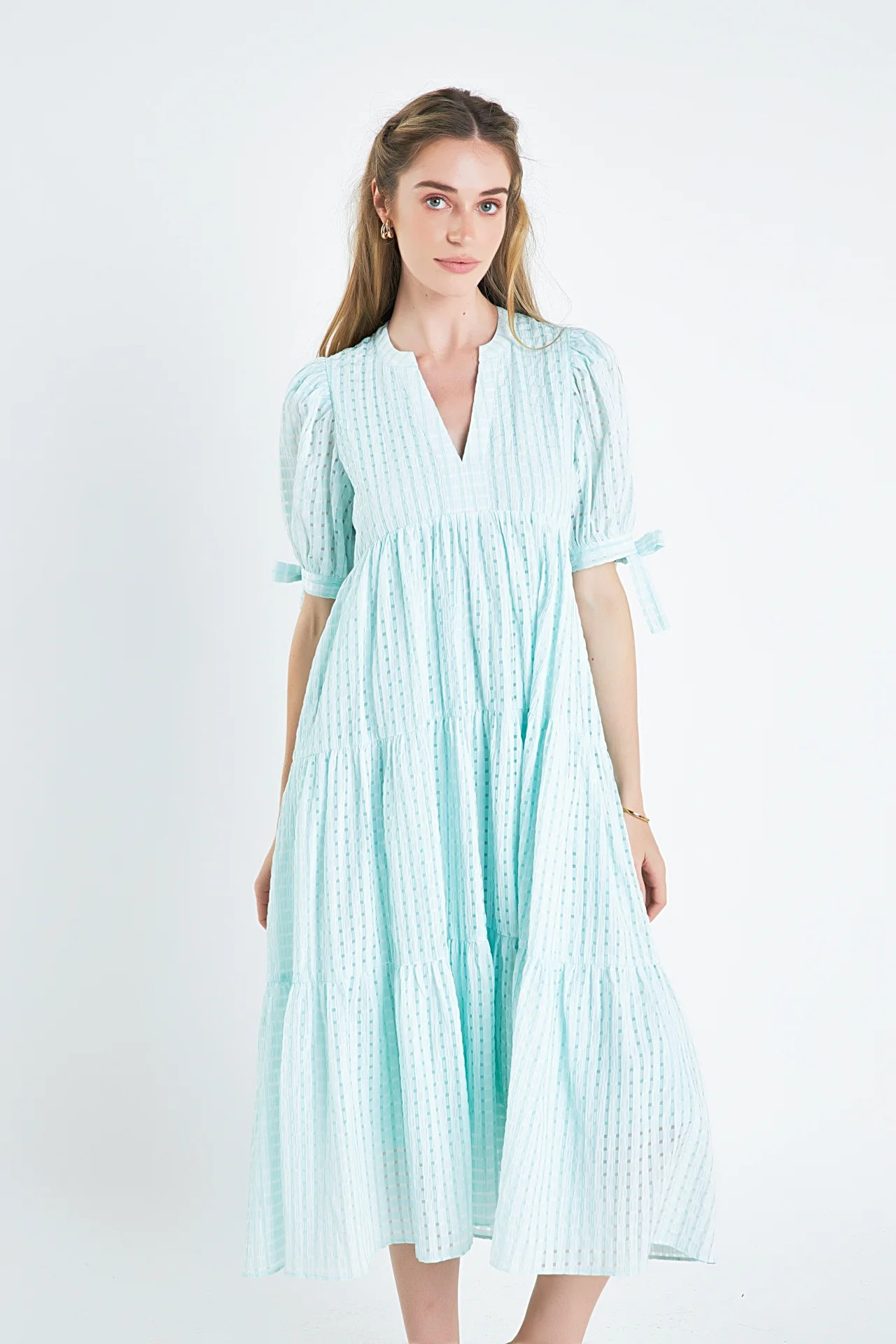 Gingham Tiered Midi Dress - Image 44