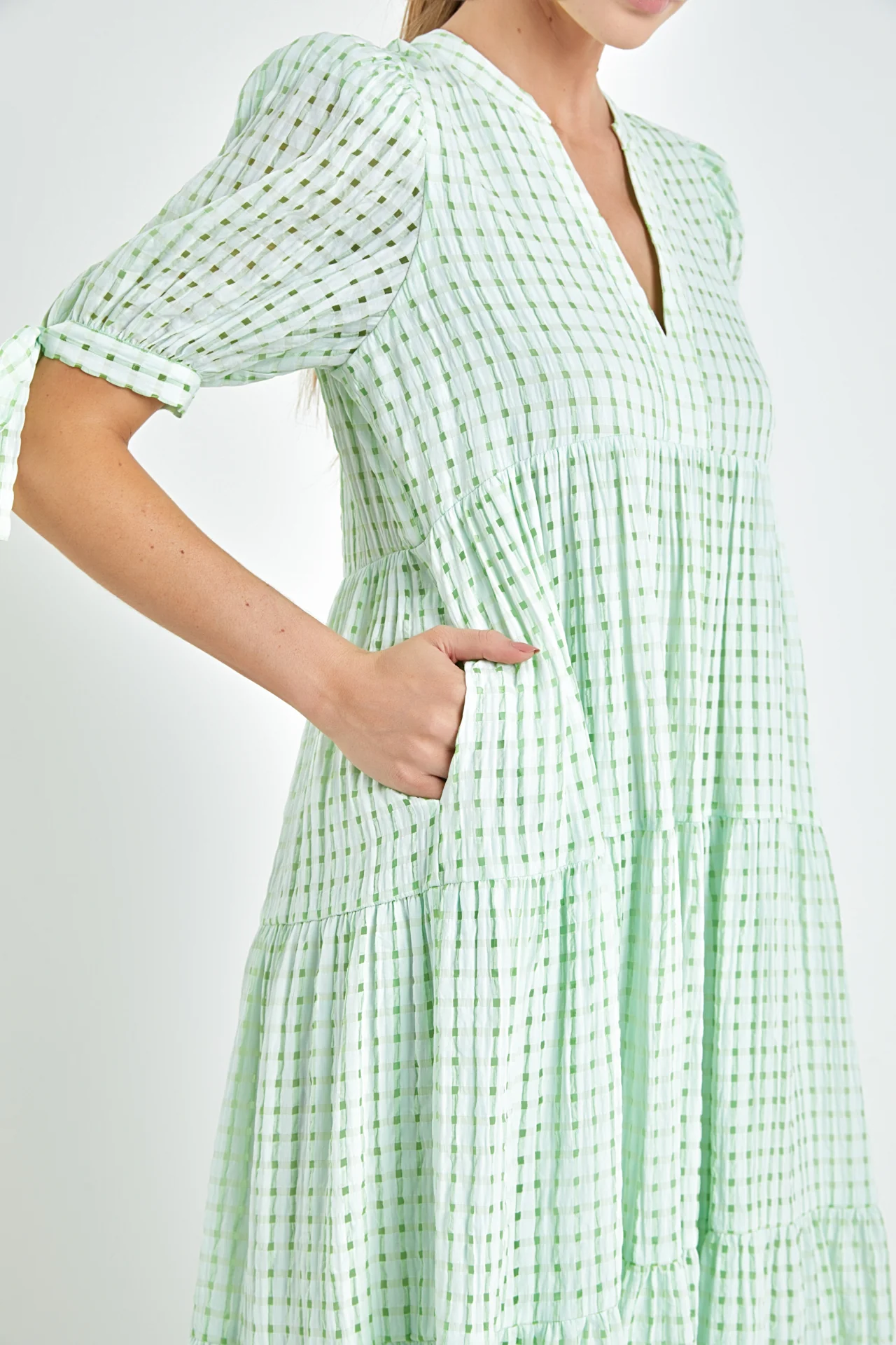 Gingham Tiered Midi Dress - Image 46