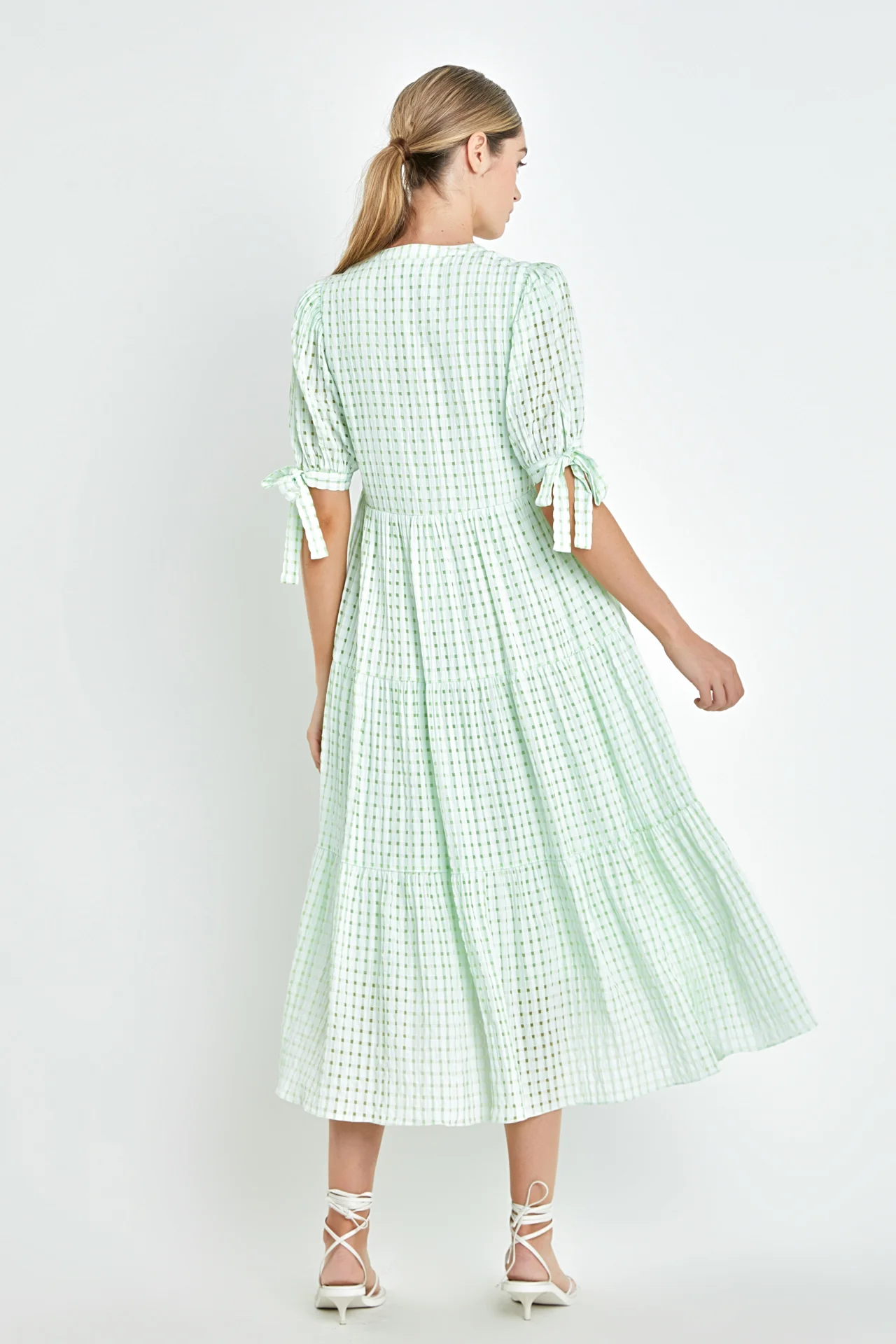 Gingham Tiered Midi Dress - Image 48