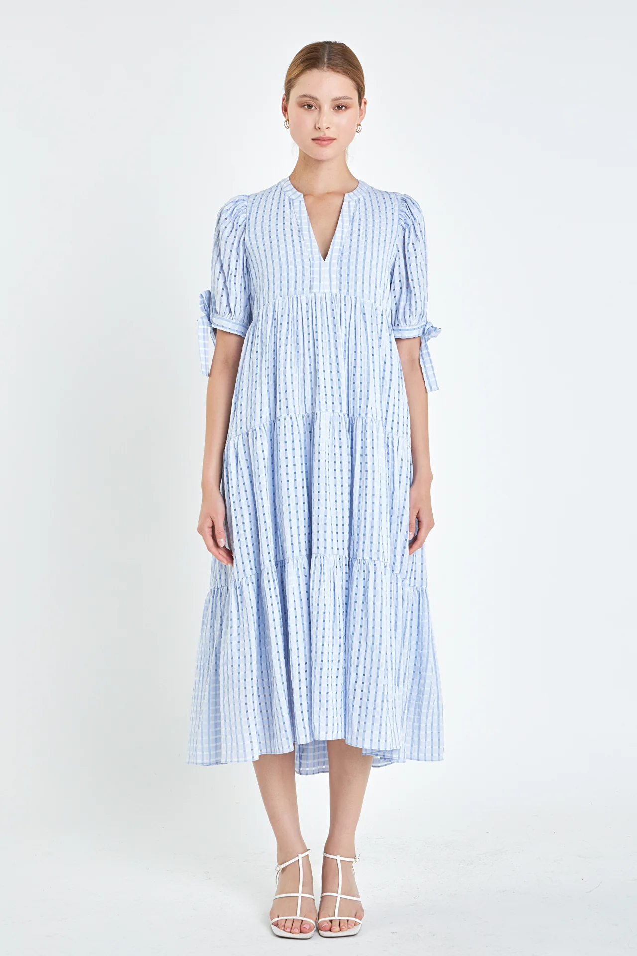Gingham Tiered Midi Dress - Image 50