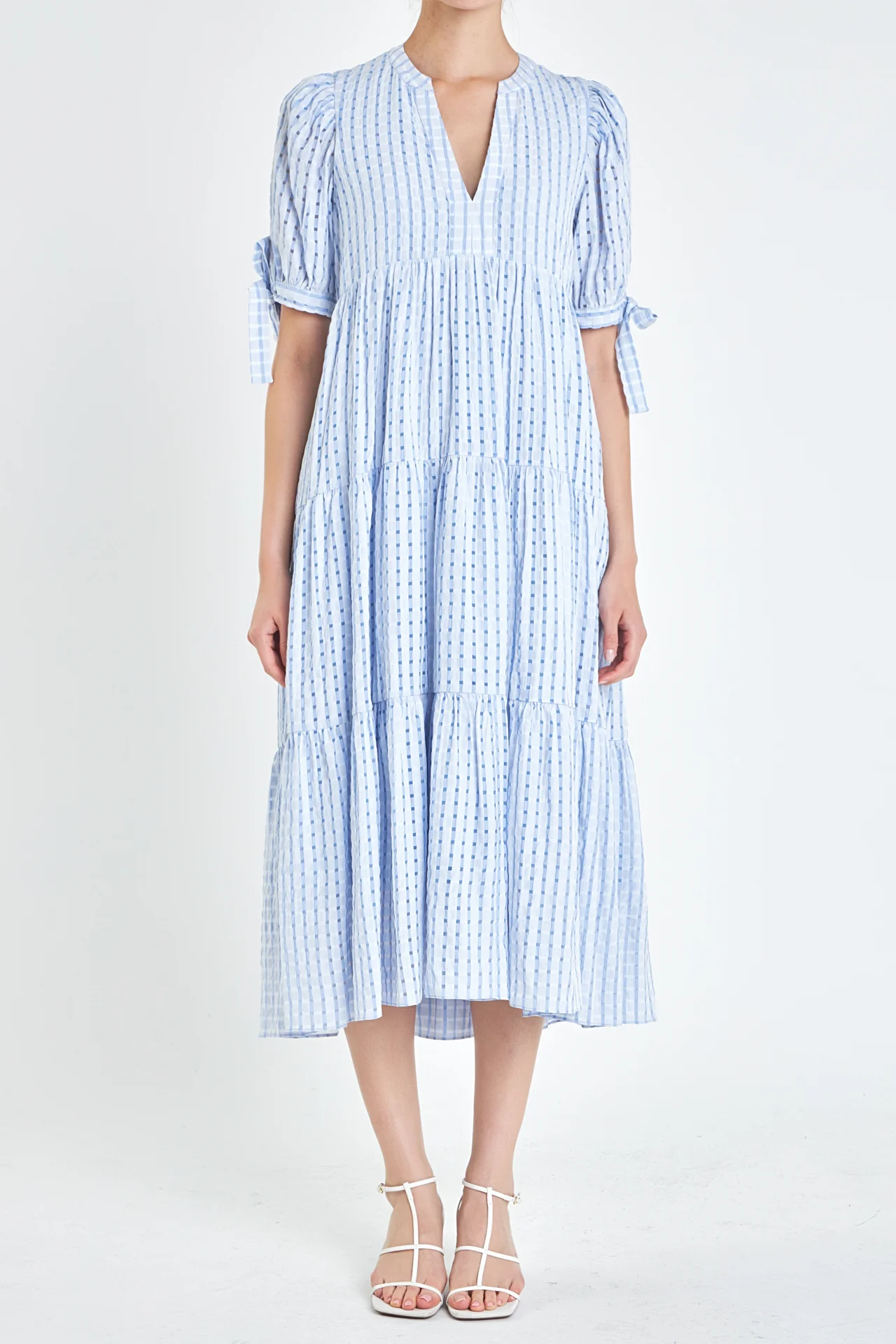 Gingham Tiered Midi Dress - Image 51