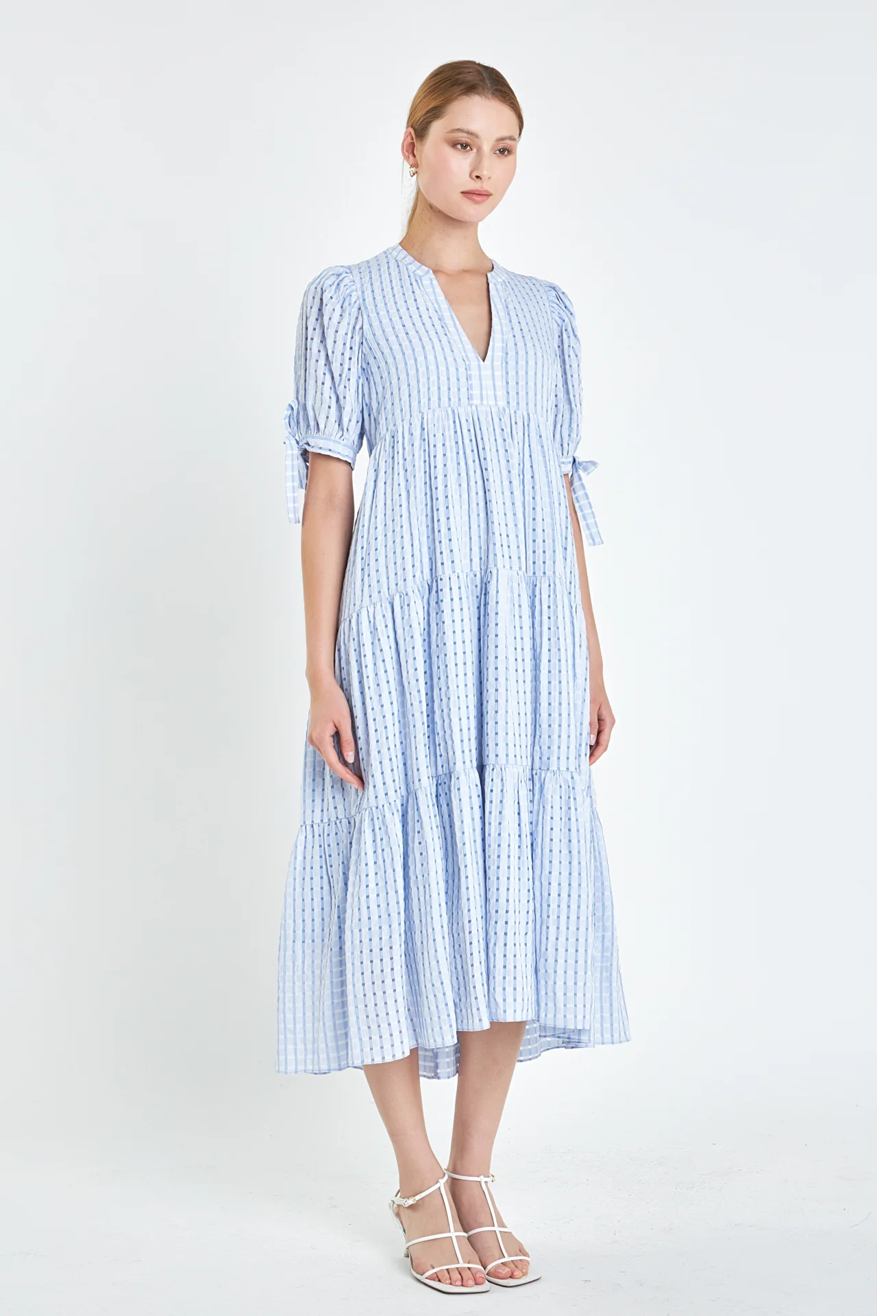 Gingham Tiered Midi Dress - Image 52