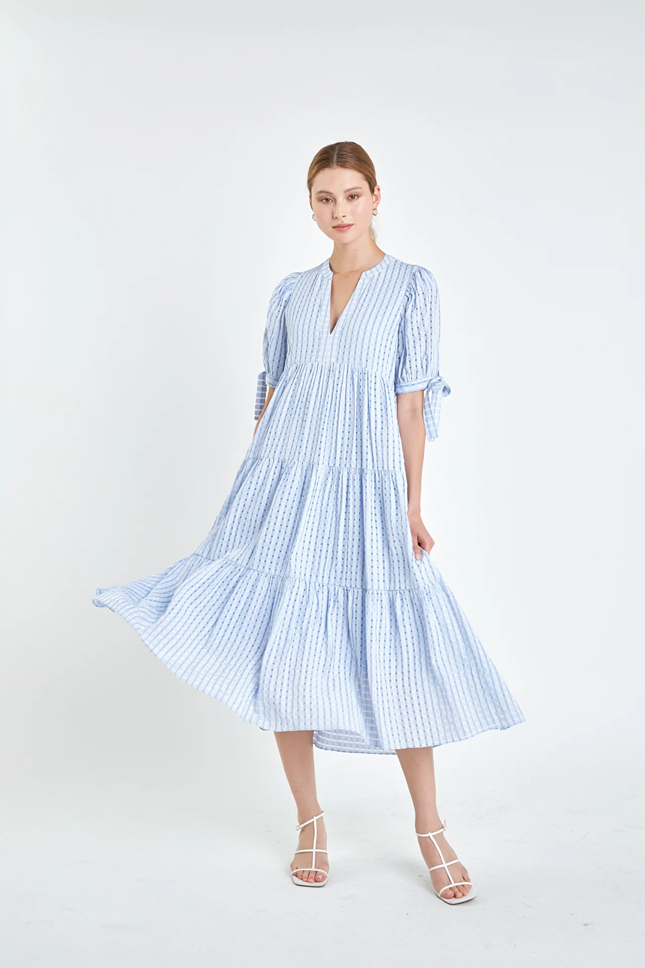Gingham Tiered Midi Dress - Image 54