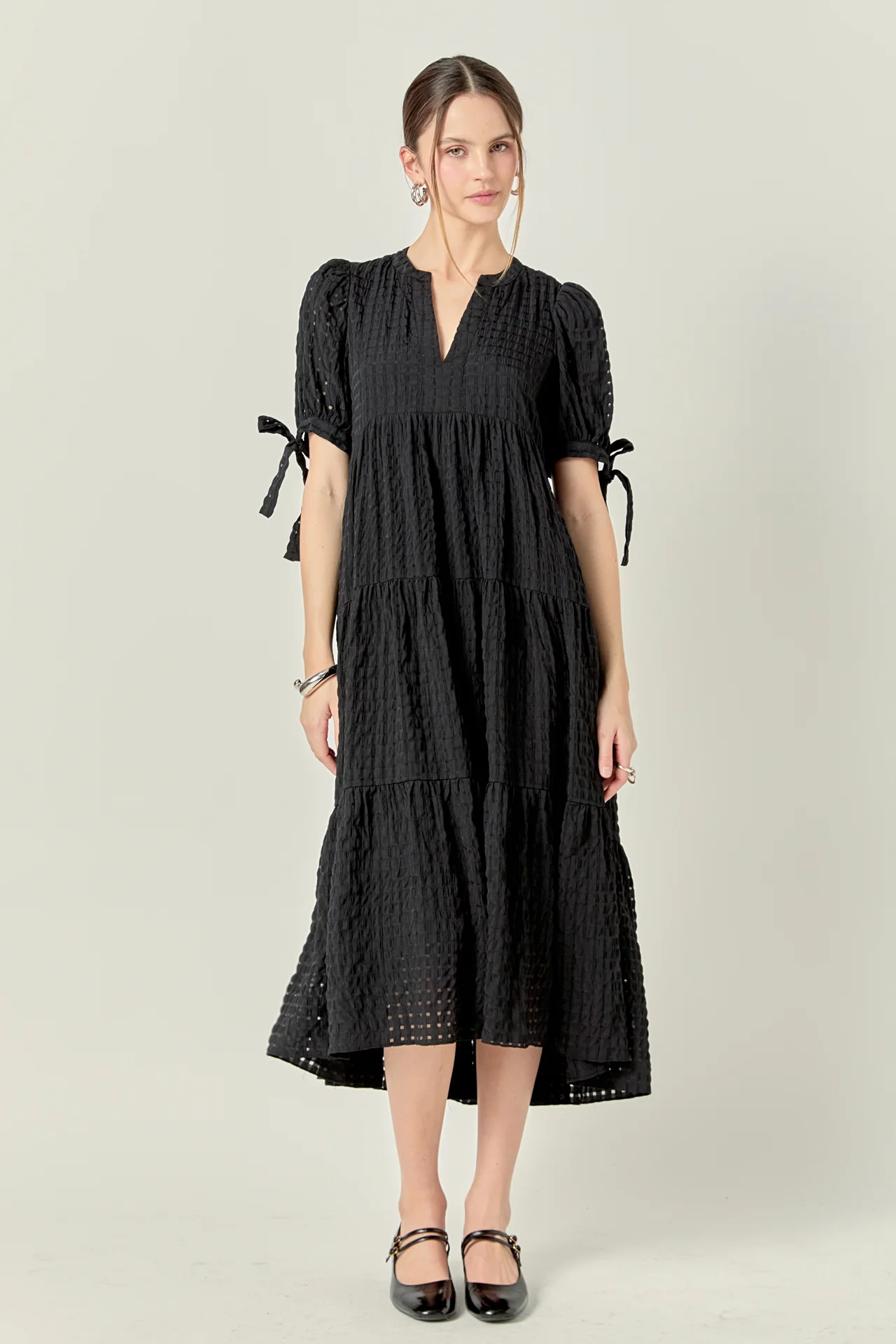 Gingham Tiered Midi Dress - Image 7