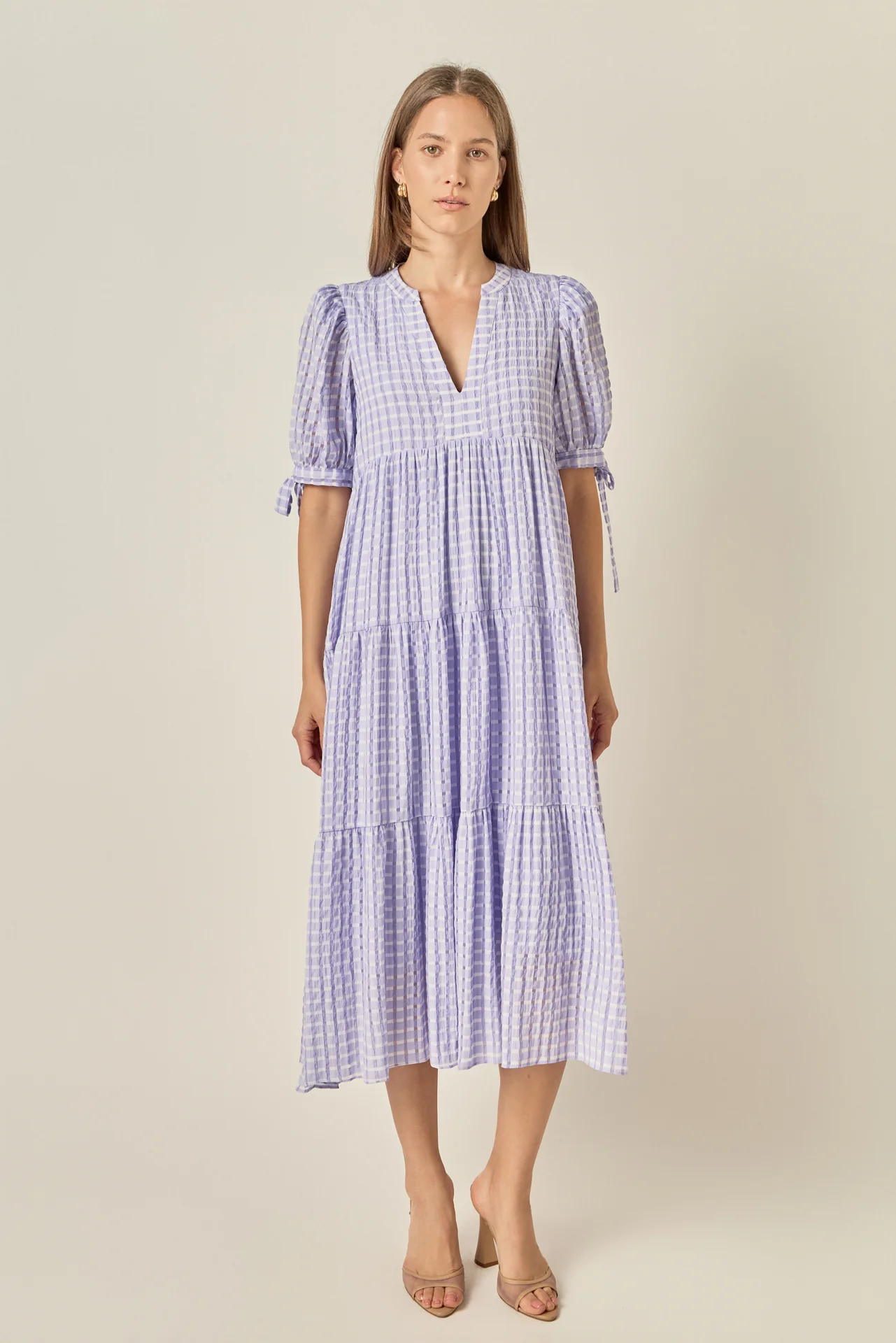 Gingham Tiered Midi Dress - Image 8