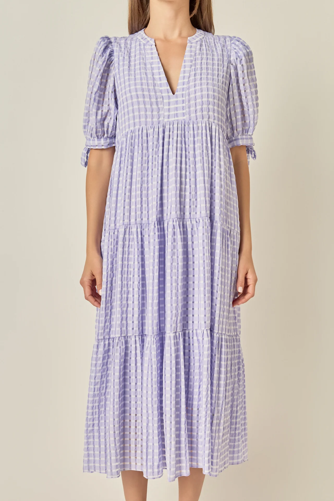 Gingham Tiered Midi Dress - Image 9