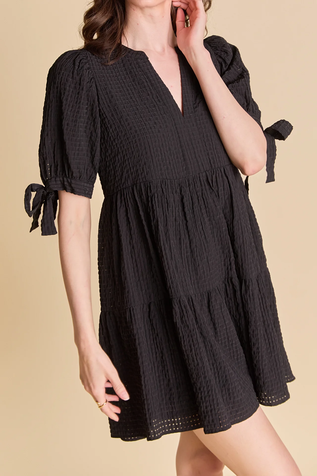 Gingham Tiered Mini Dress - Image 13