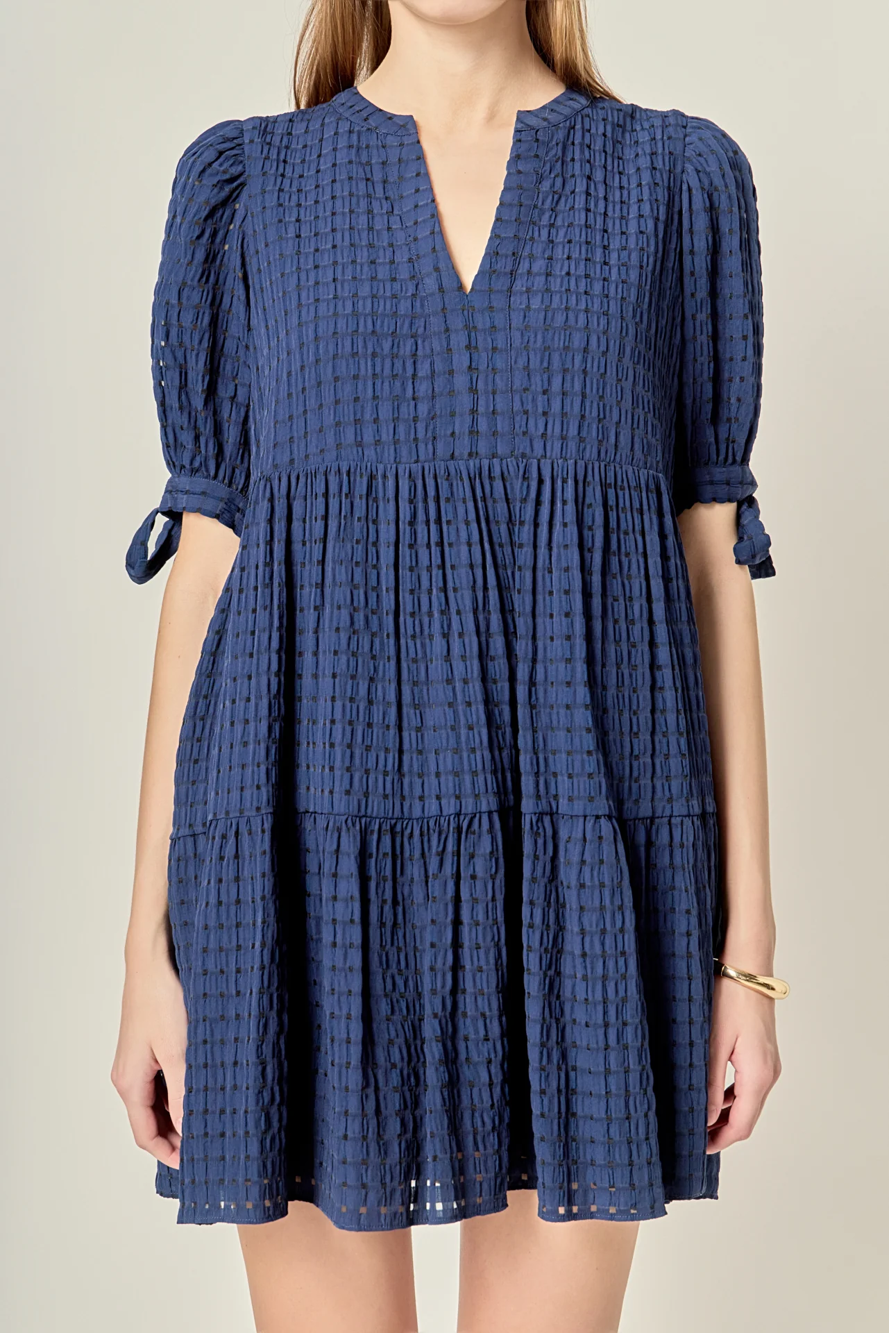 Gingham Tiered Mini Dress - Image 2