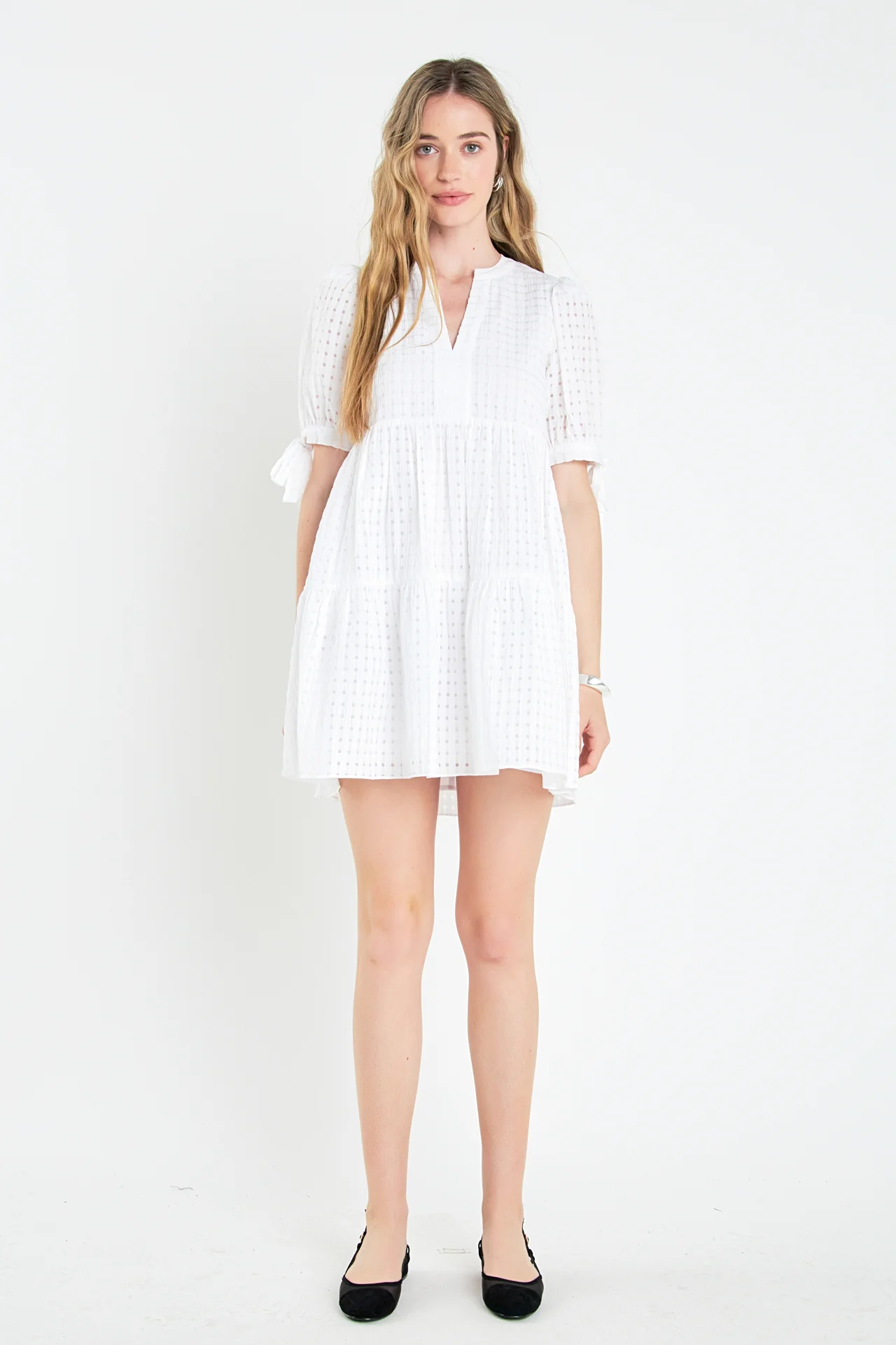 Gingham Tiered Mini Dress - Image 22