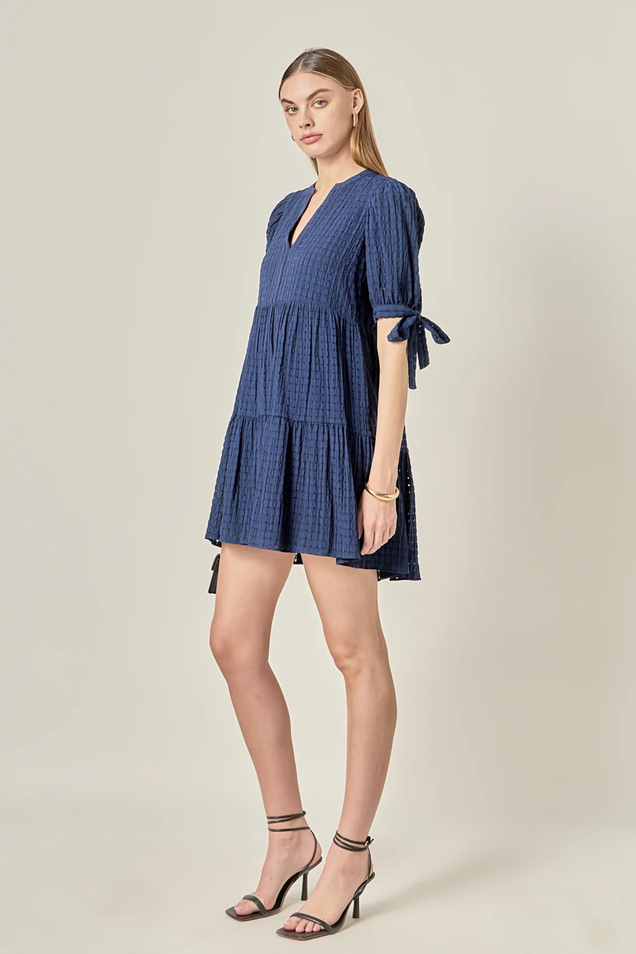 Gingham Tiered Mini Dress - Image 3