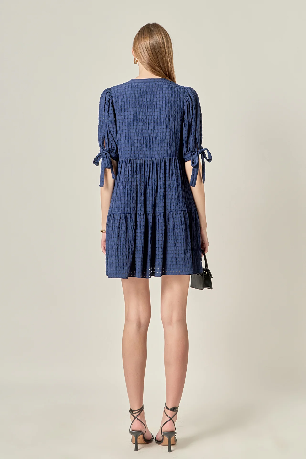 Gingham Tiered Mini Dress - Image 4